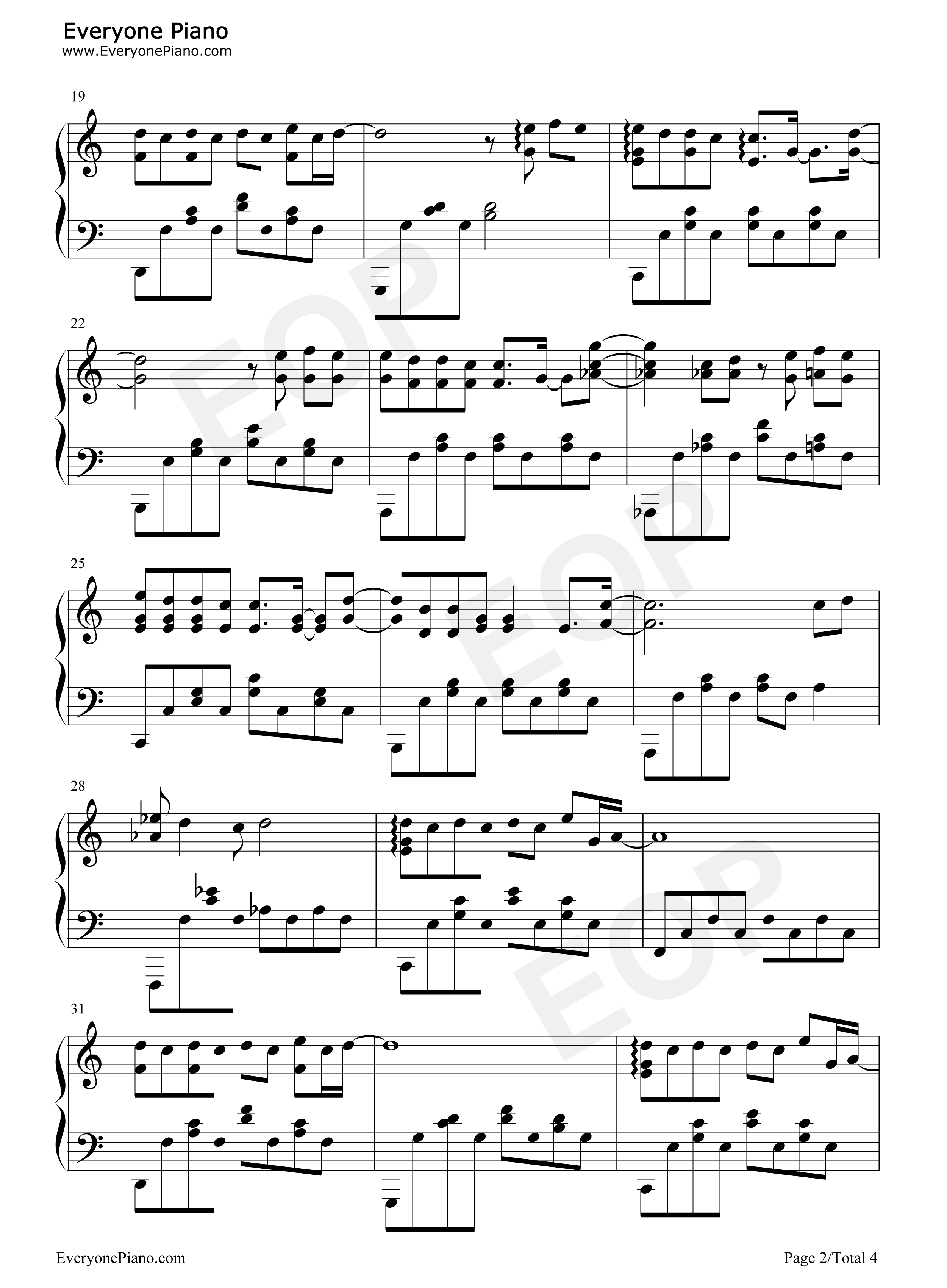 无滤镜钢琴谱_林俊杰_藤原浩