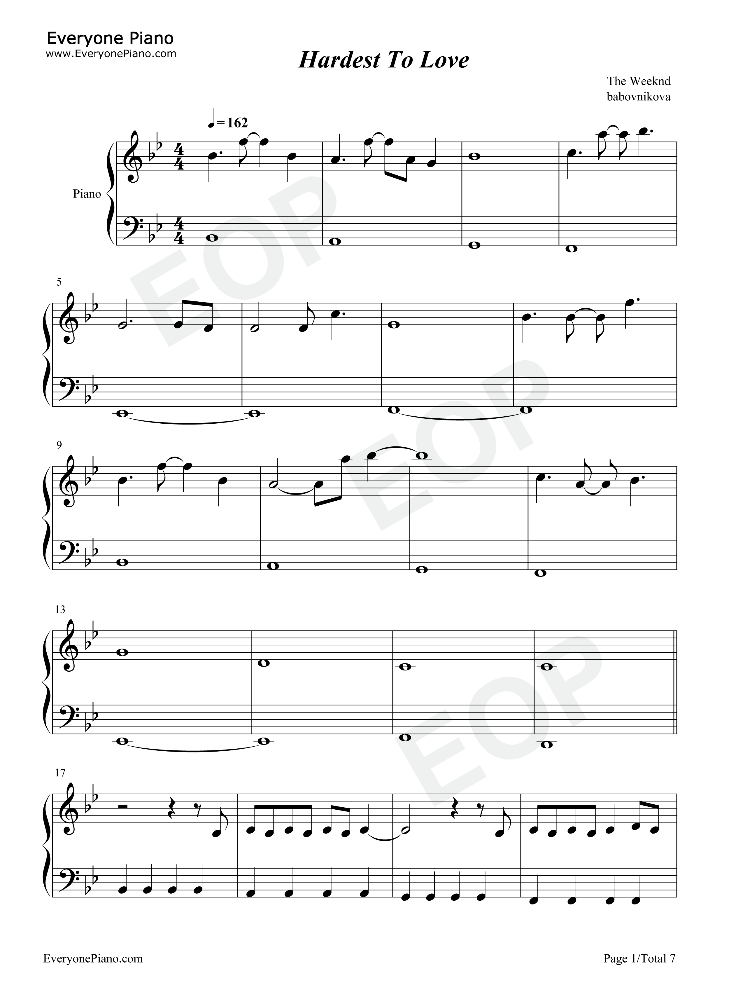 Hardest_to_Love钢琴谱_The_Weeknd