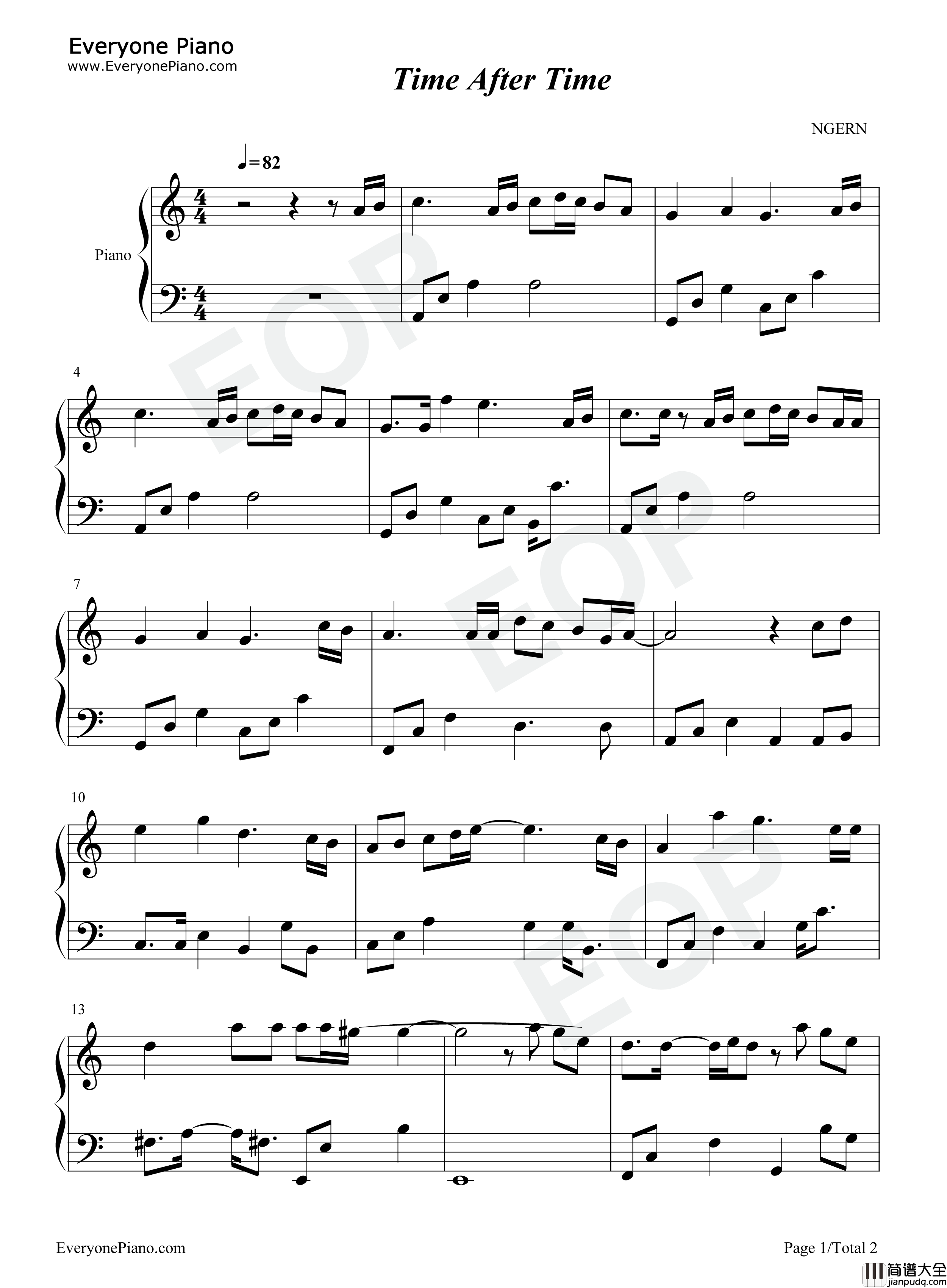 Time_After_Time钢琴谱_仓木麻衣