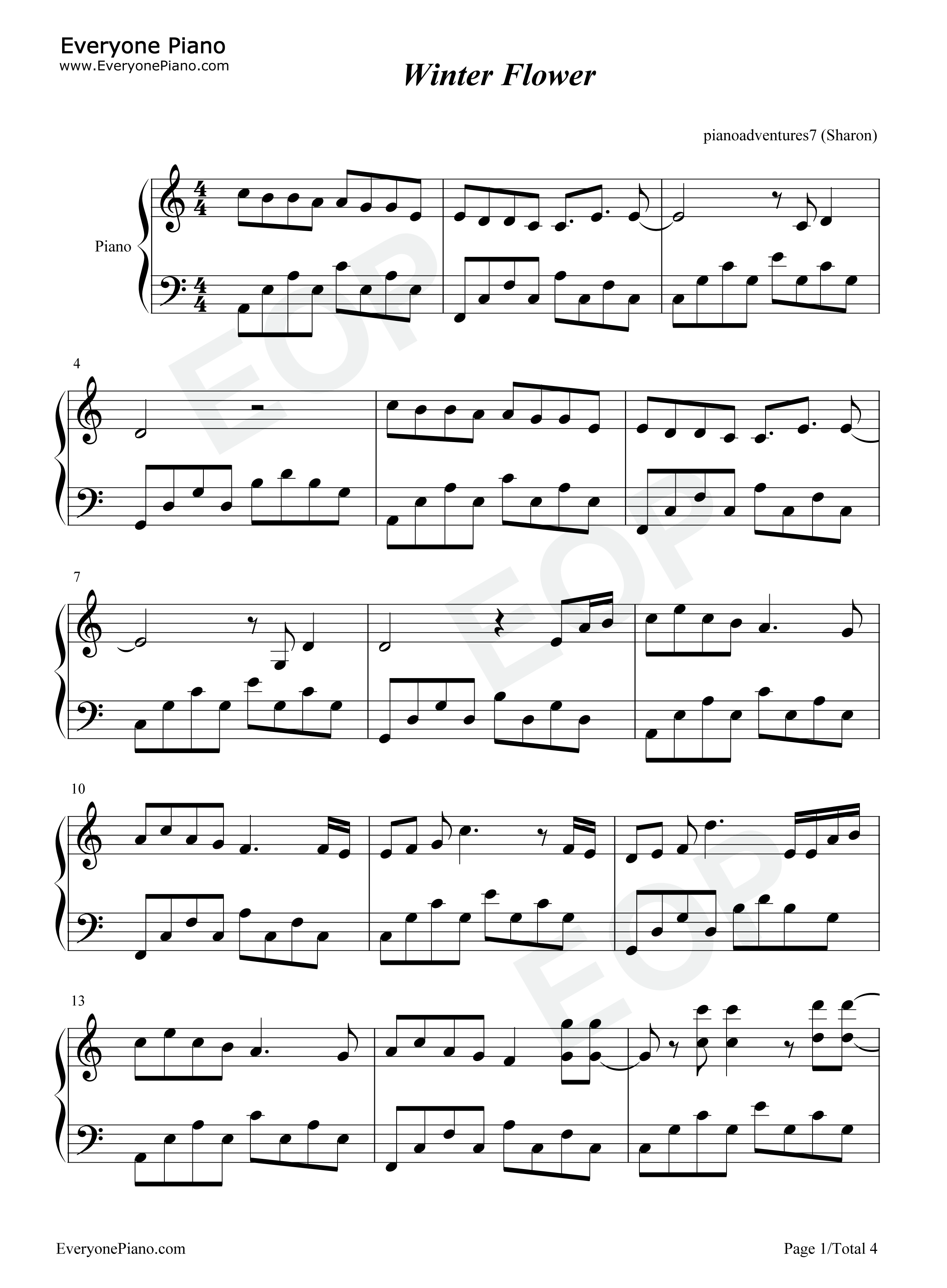 Winter_Flower钢琴谱_Younha_RM