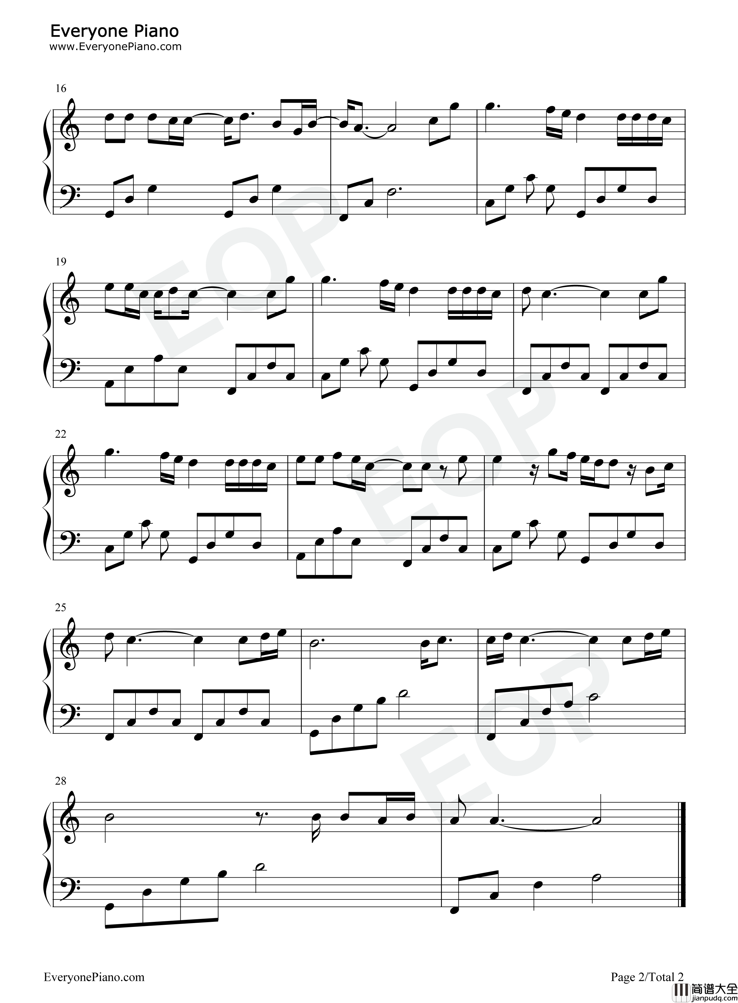 故乡钢琴谱_许巍