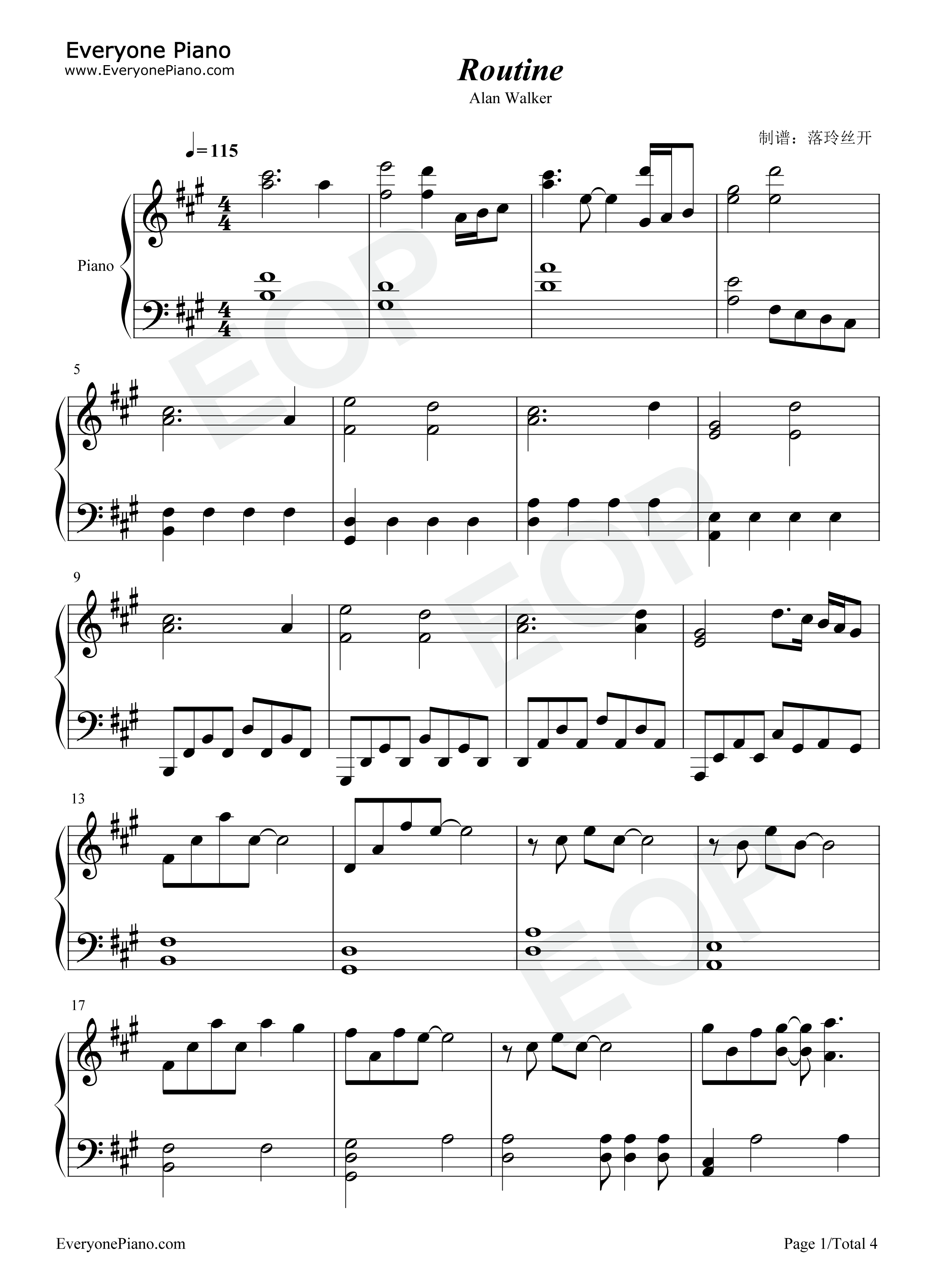 Routine钢琴谱_Alan_Walker