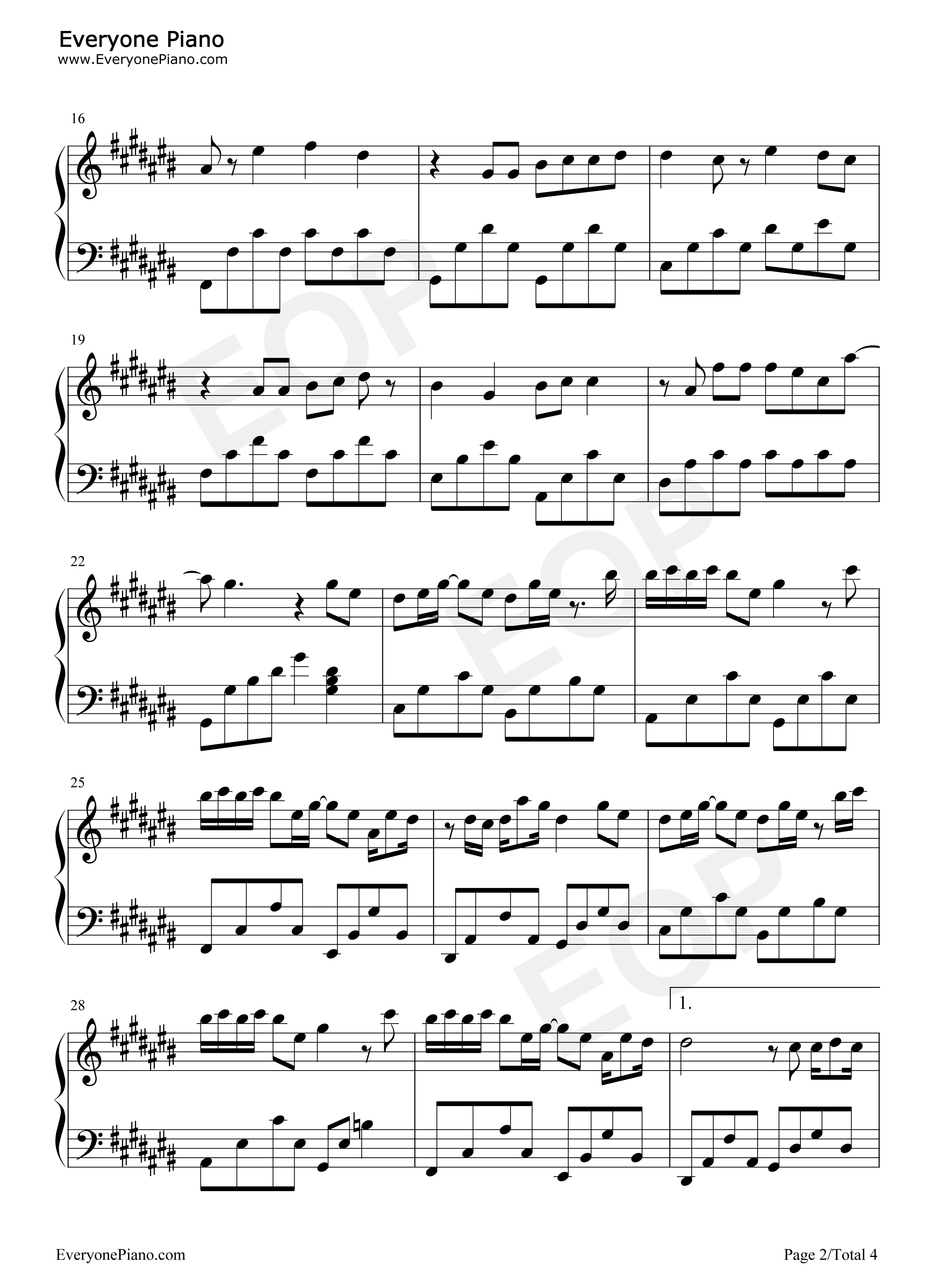 我的世界没有你钢琴谱_苏晗