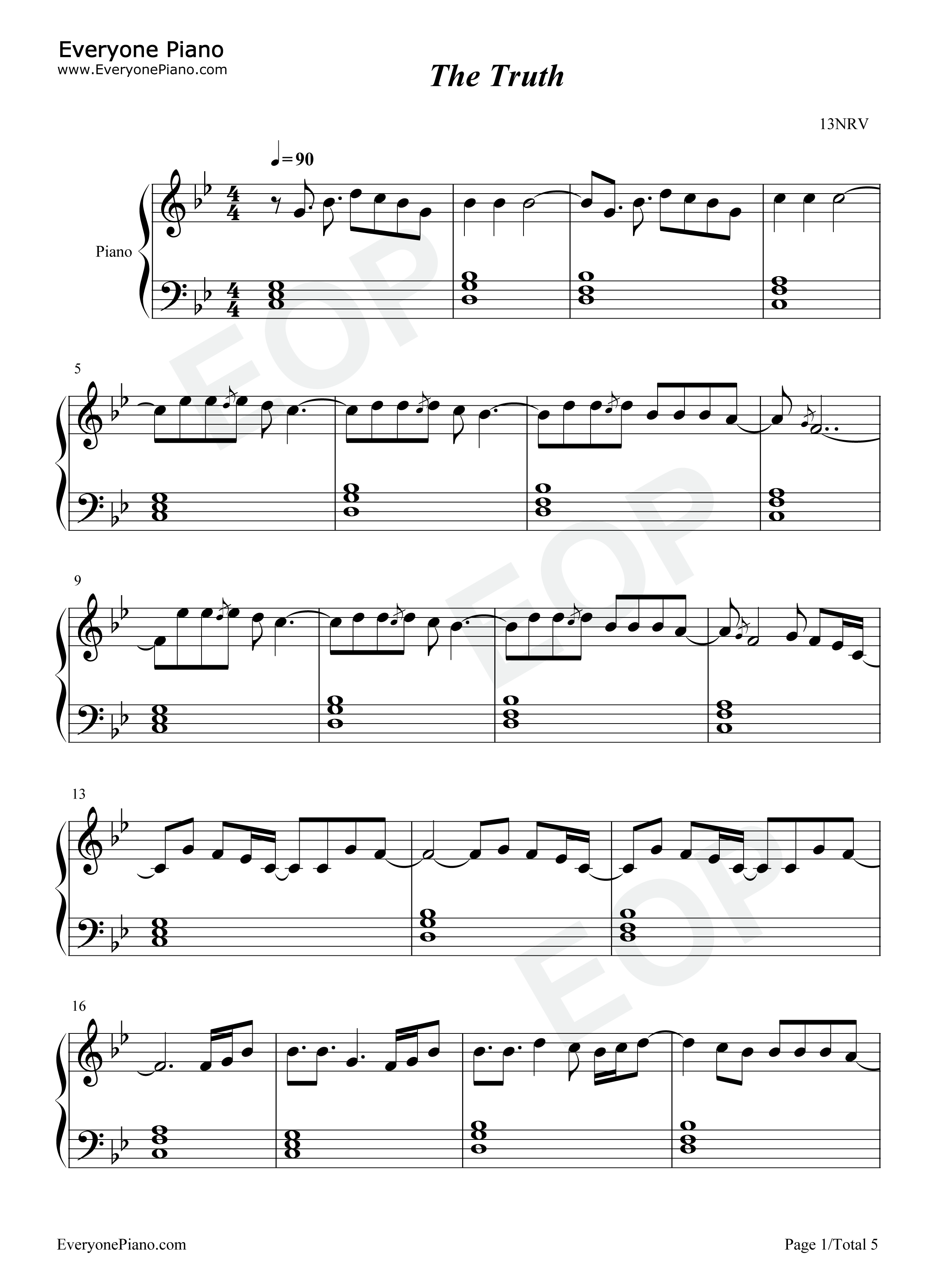 The_Truth钢琴谱_Kygo_Valerie_Broussard