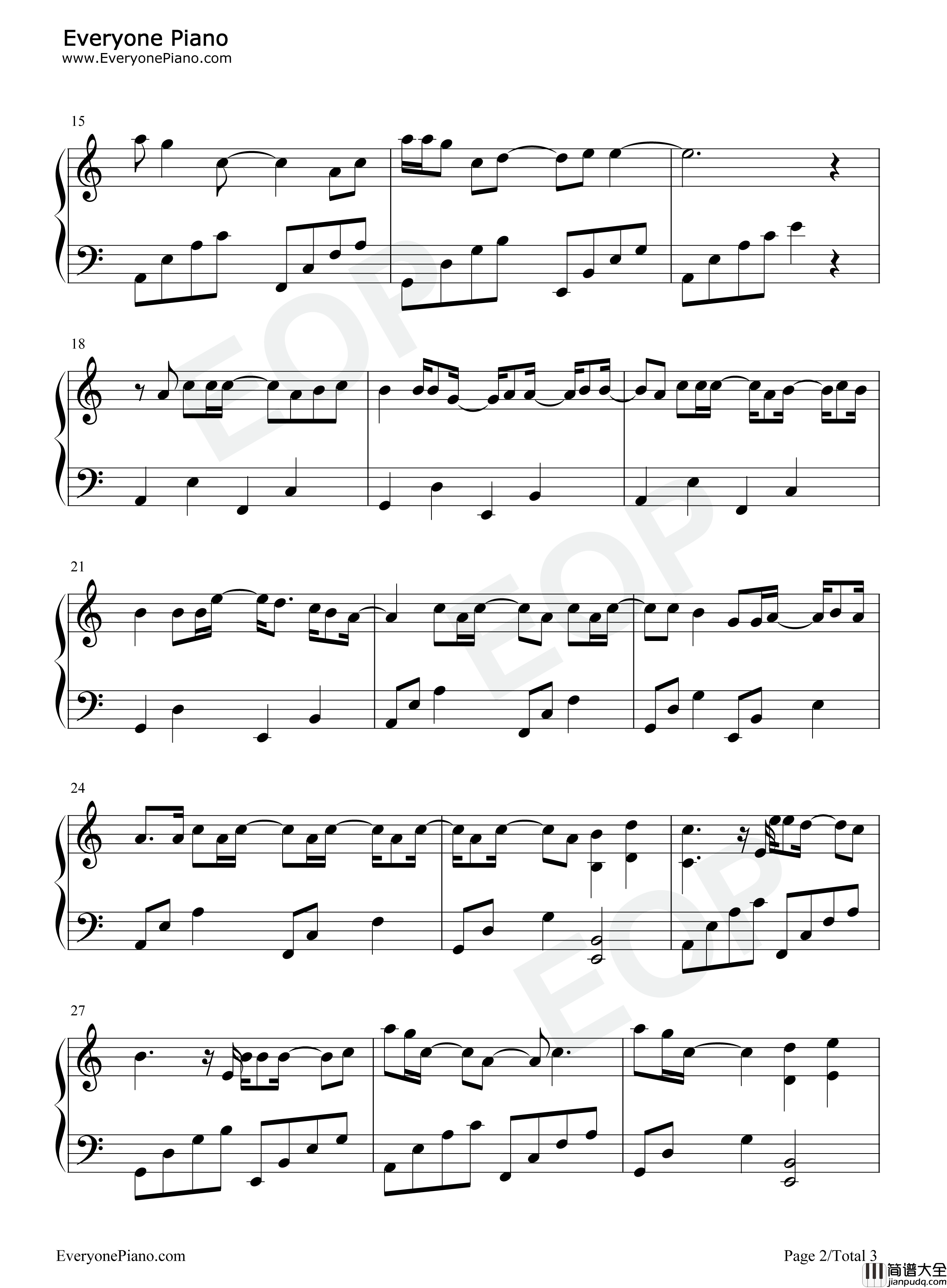 分开旅行钢琴谱_刘若英_黄立行