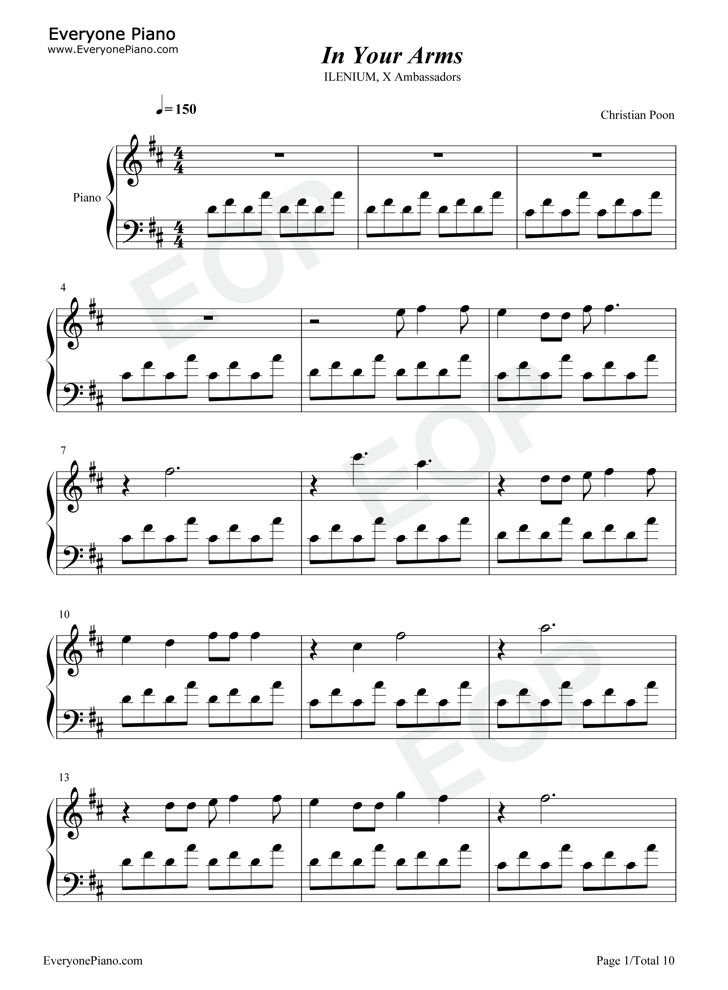 In_Your_Arms钢琴谱_Illenium_X_Ambassadors