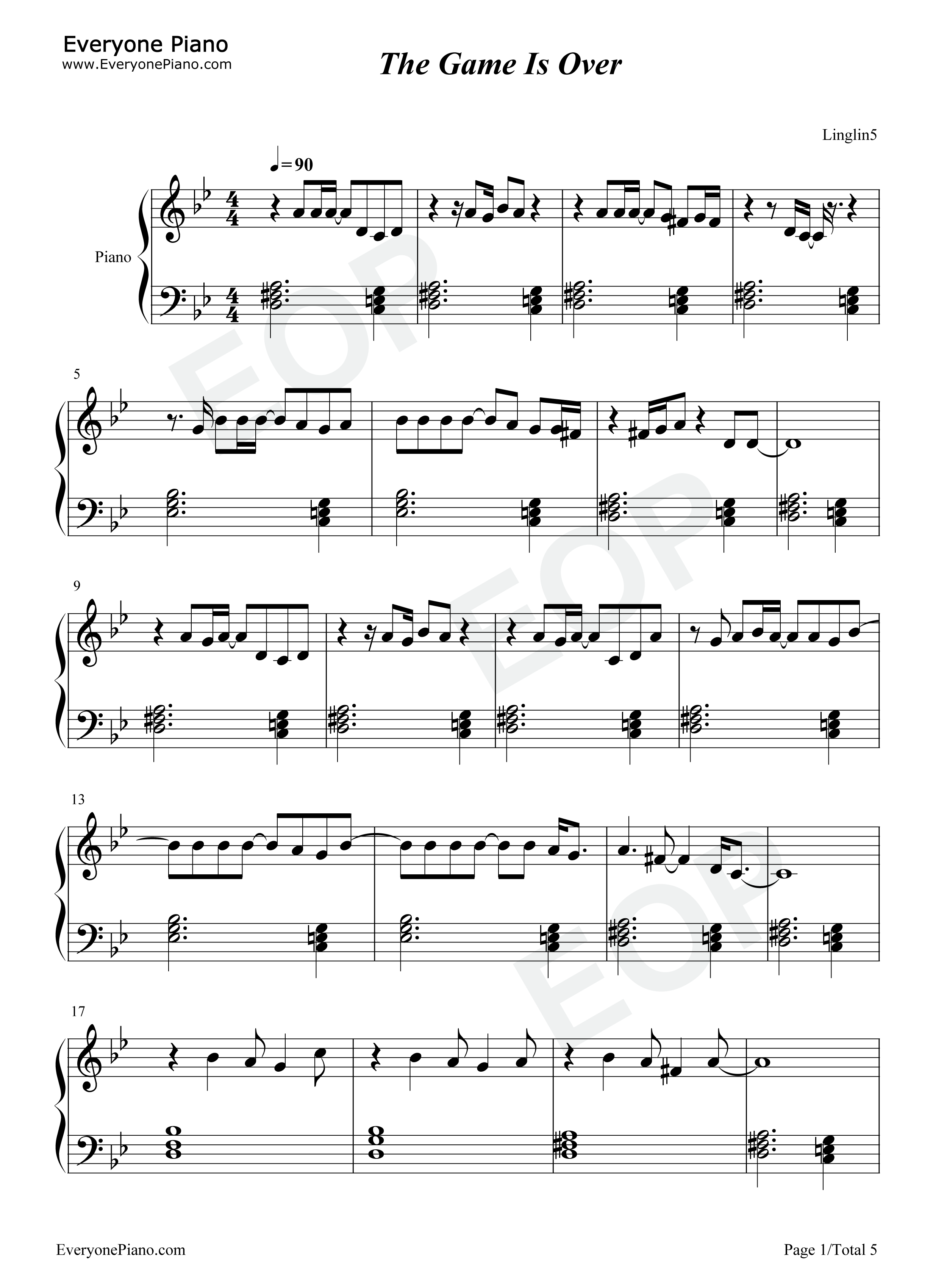 The_Game_Is_Over钢琴谱_Evanescence