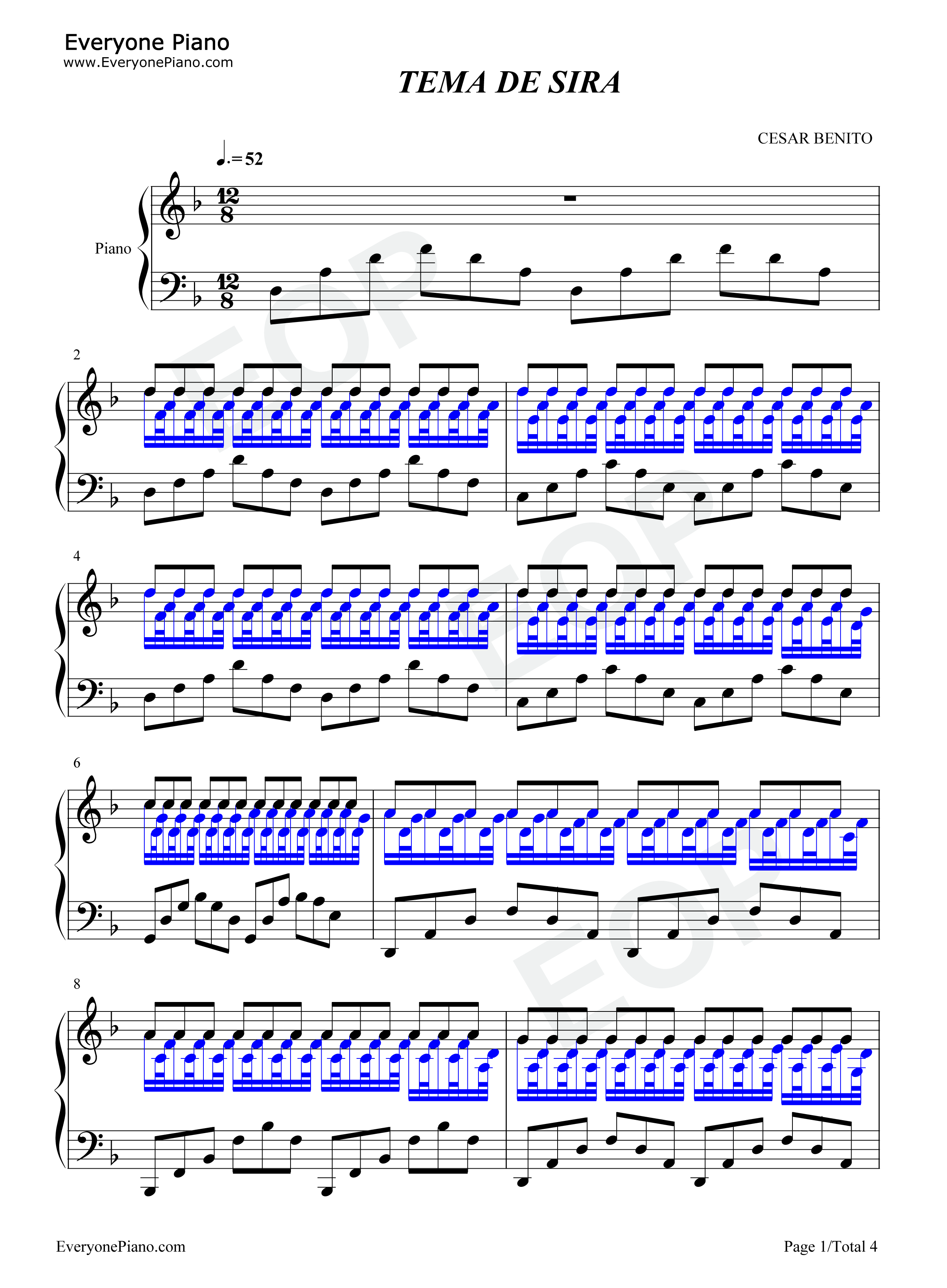 Tema_de_Sira钢琴谱_Cesar_Benito