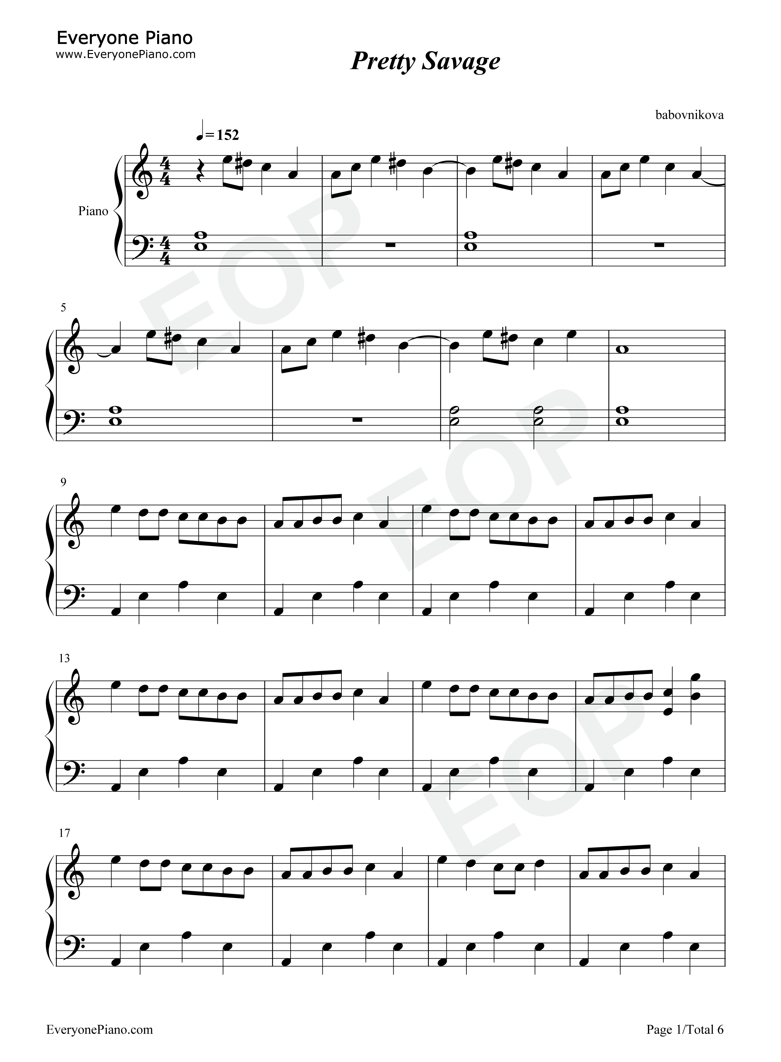 Pretty_Savage钢琴谱_Blackpink