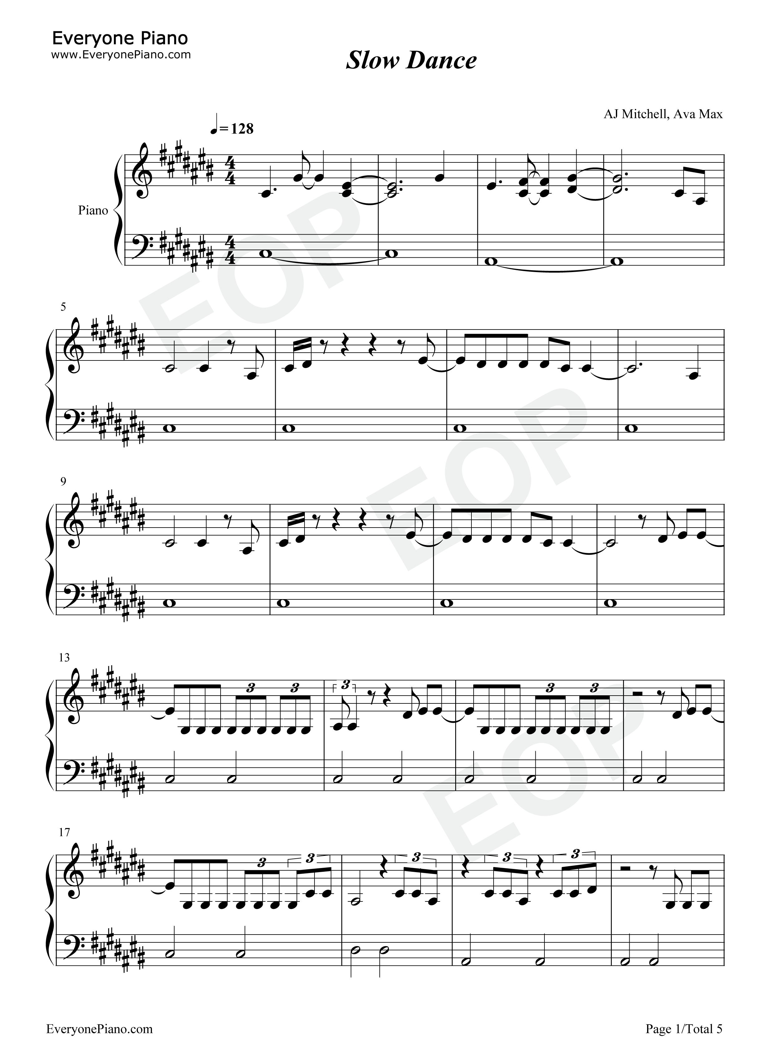 Slow_Dance钢琴谱_AJ_Mitchell_Ava_Max
