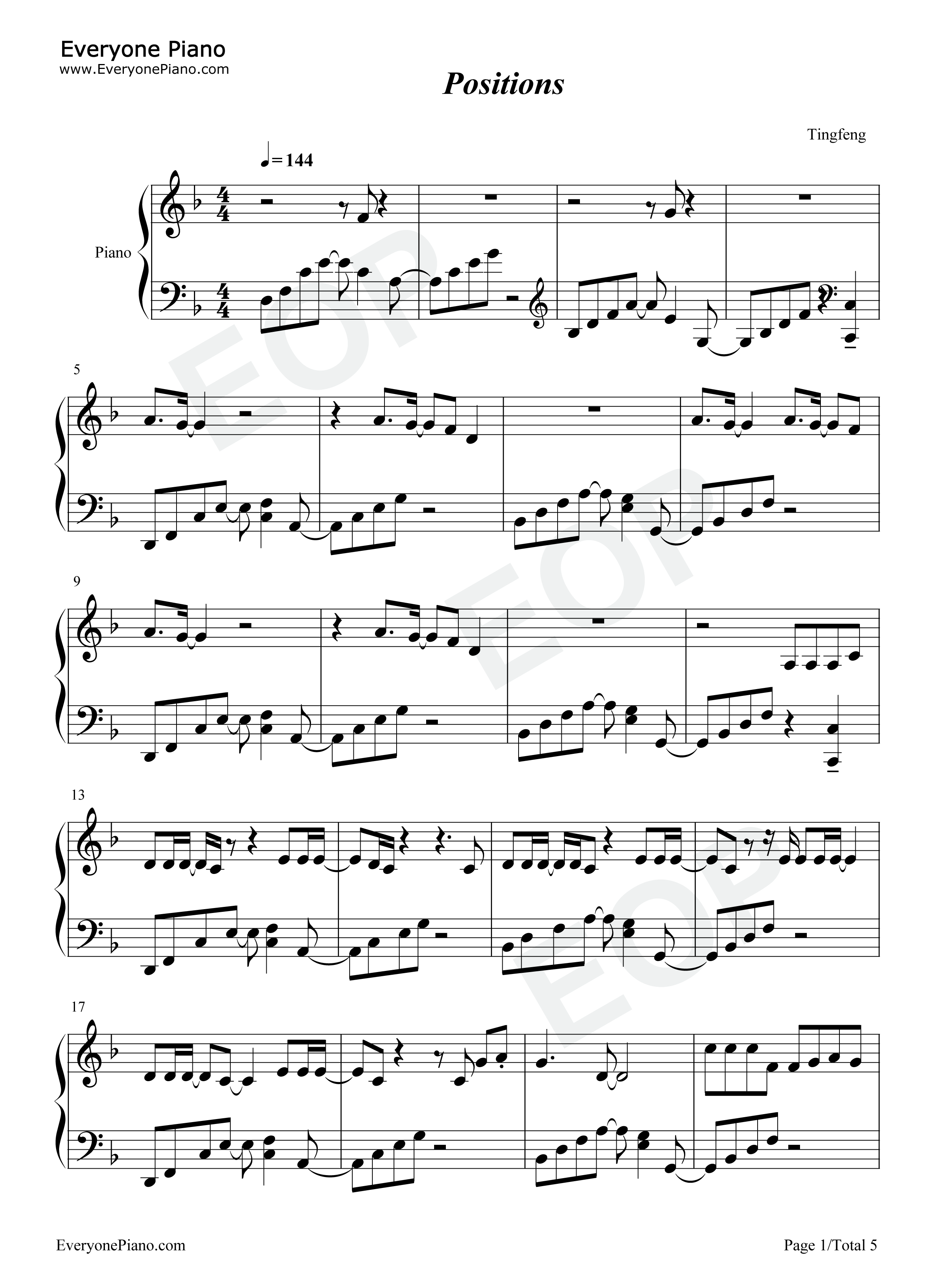 Positions钢琴谱_Ariana_Grande