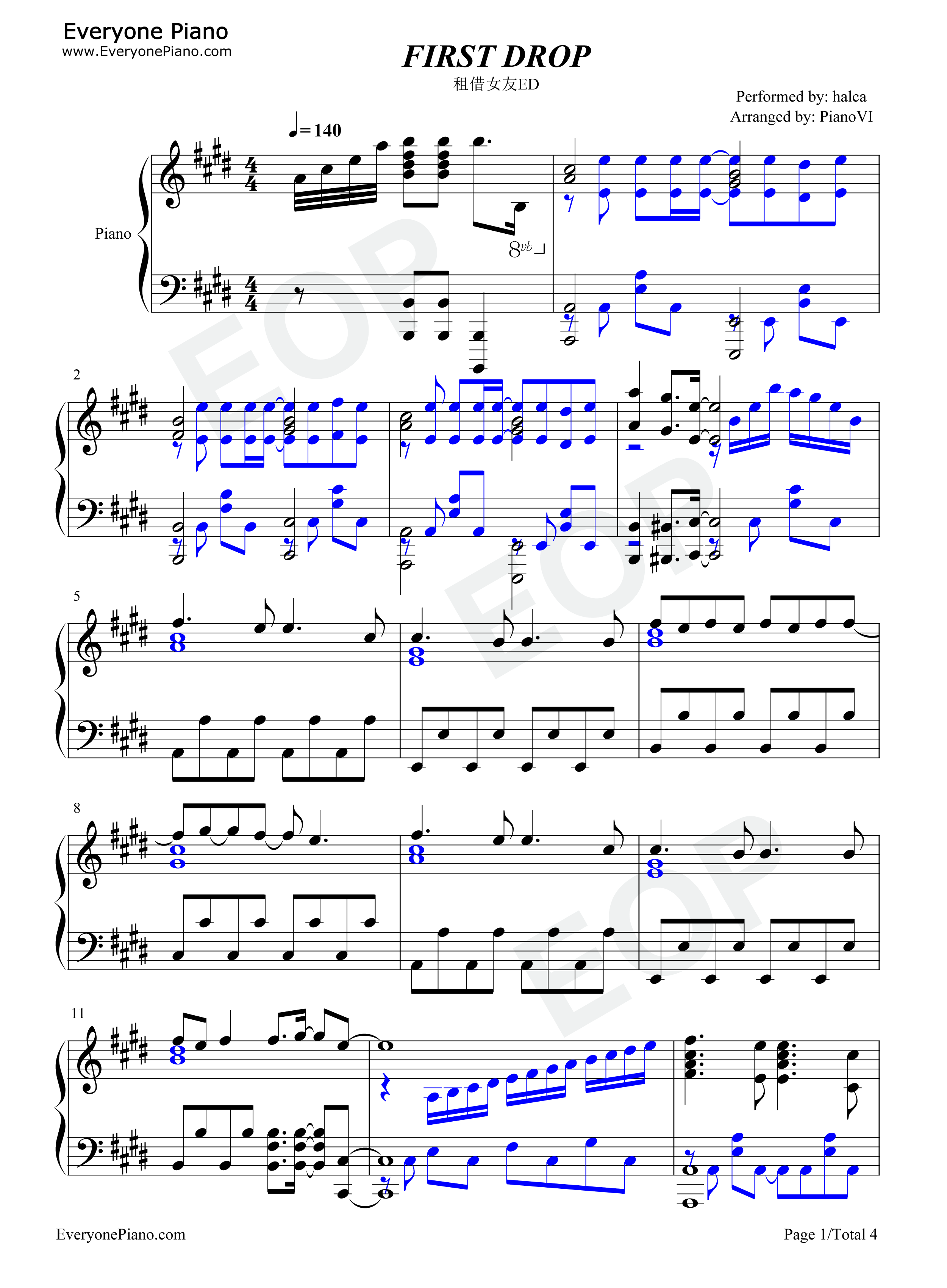 First_Drop钢琴谱_Halca