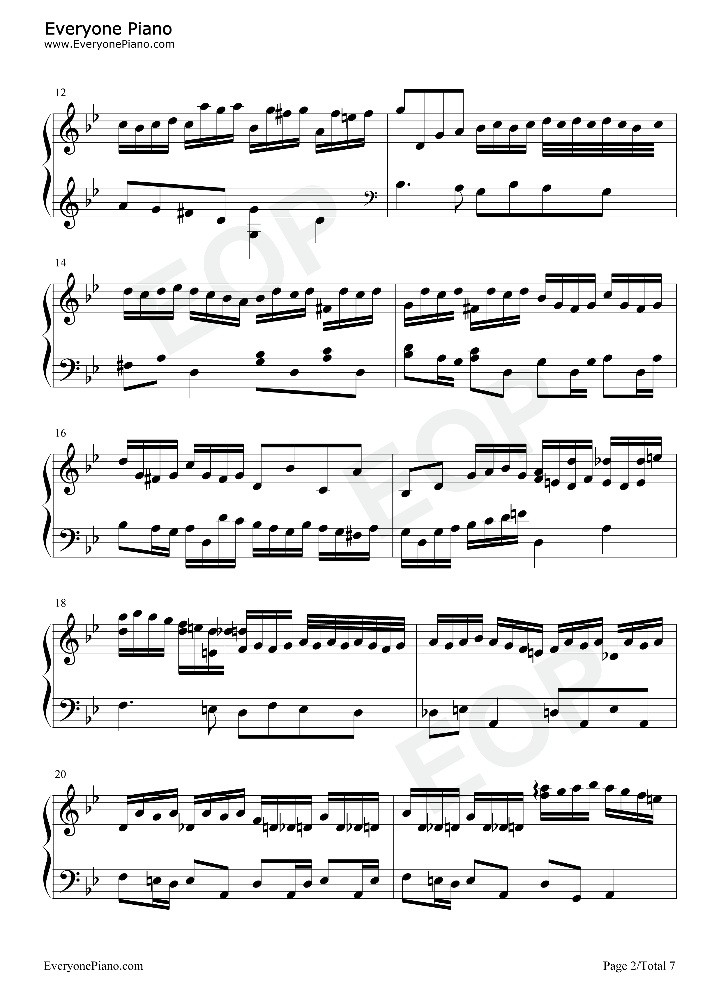 巴赫の赋格作品第578首钢琴谱_巴赫