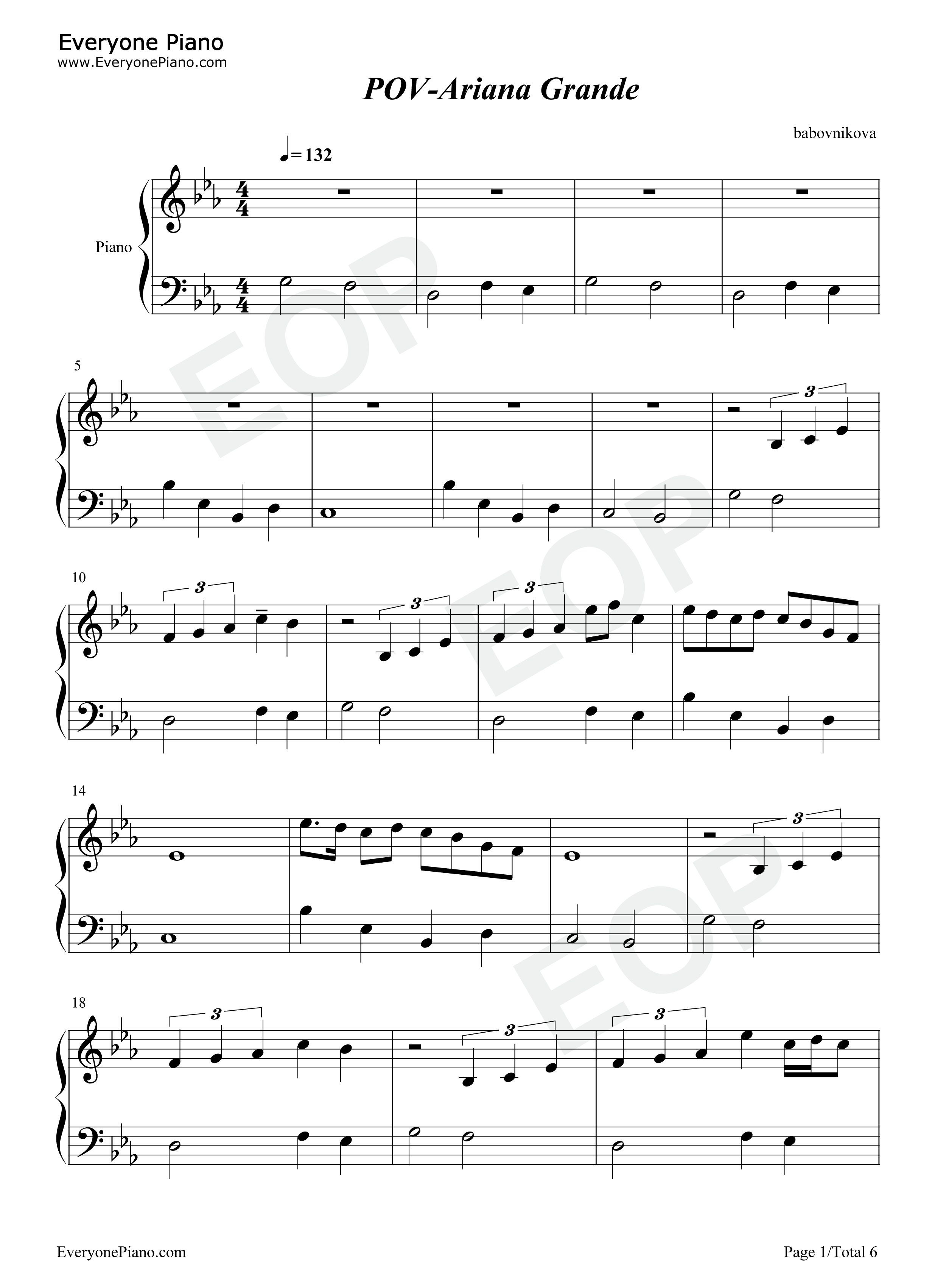 POV钢琴谱_Ariana_Grande