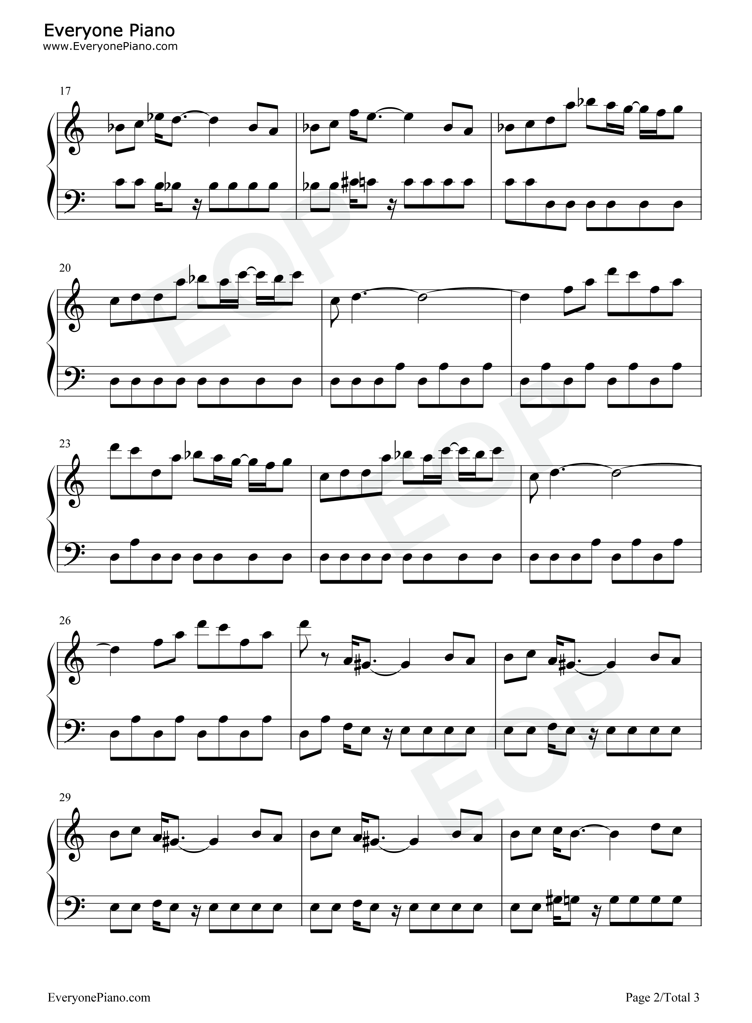 魂斗罗第五关背景音乐钢琴谱_Konami