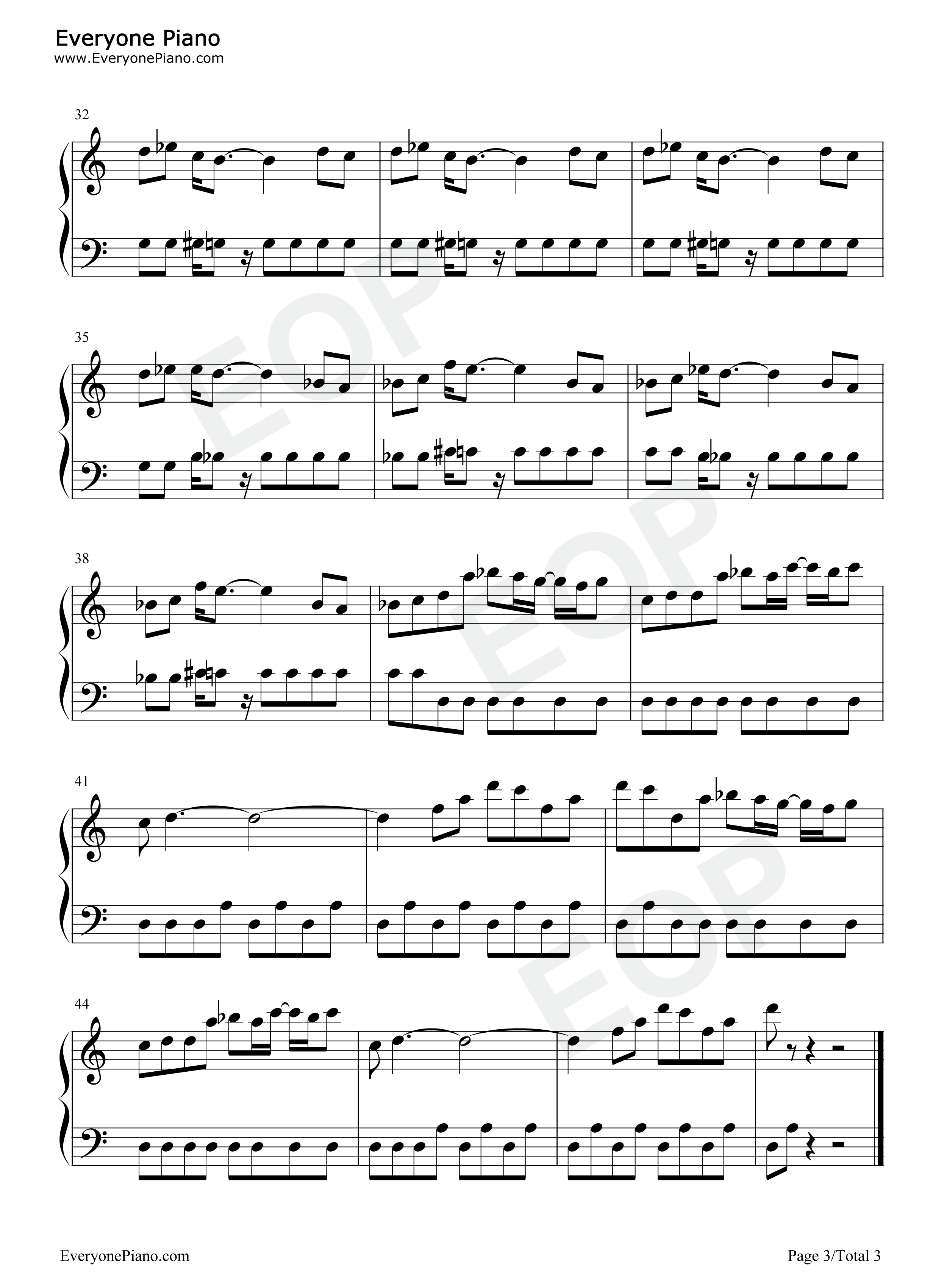 魂斗罗第五关背景音乐钢琴谱_Konami