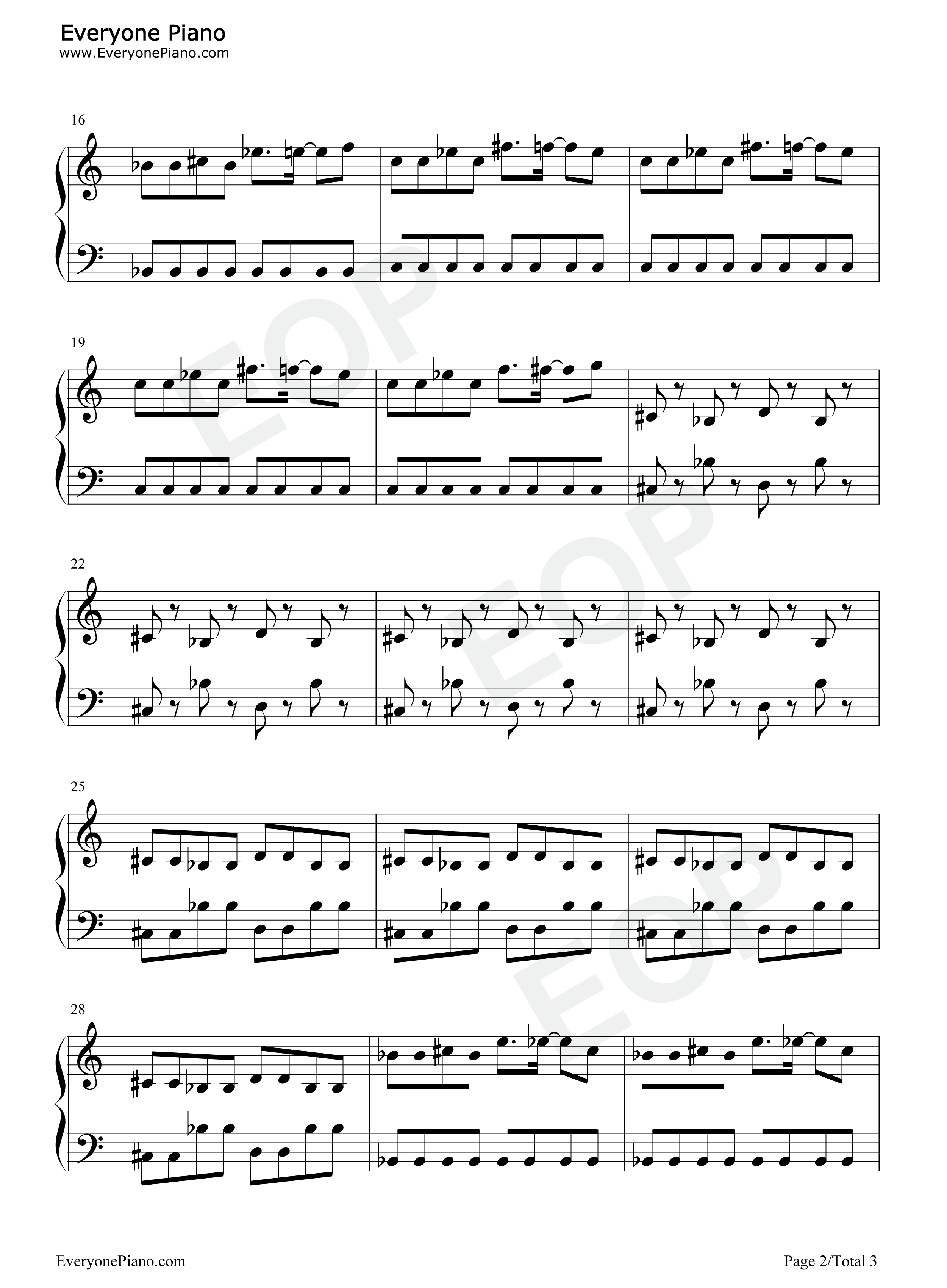 魂斗罗第二关与第四关背景音乐钢琴谱_Konami