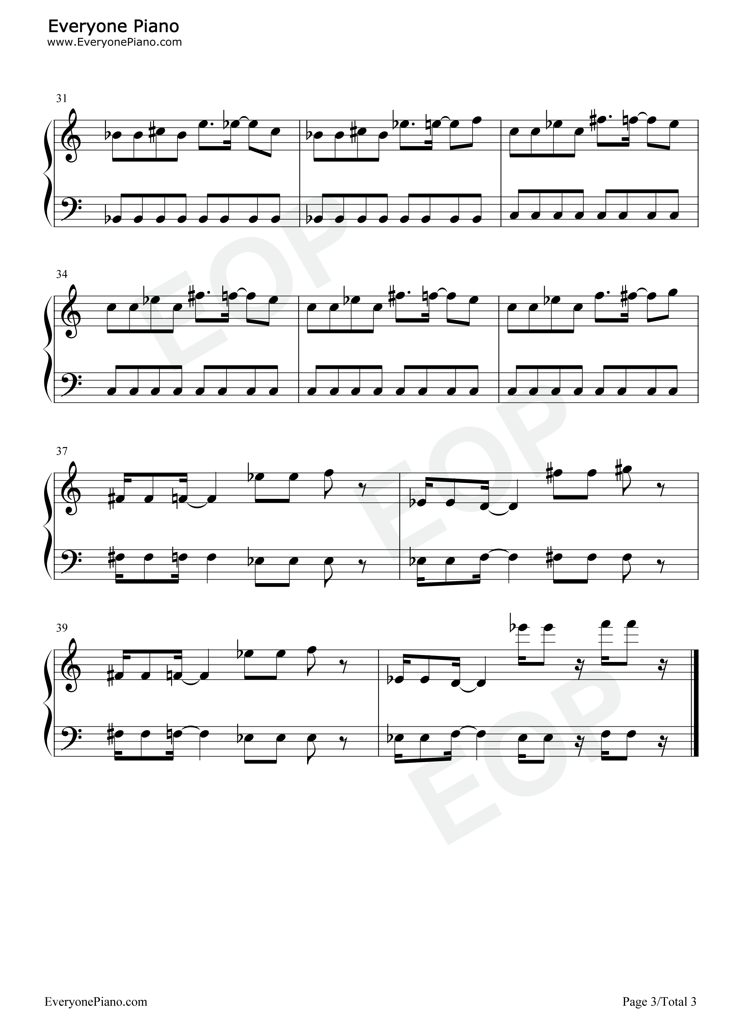 魂斗罗第二关与第四关背景音乐钢琴谱_Konami