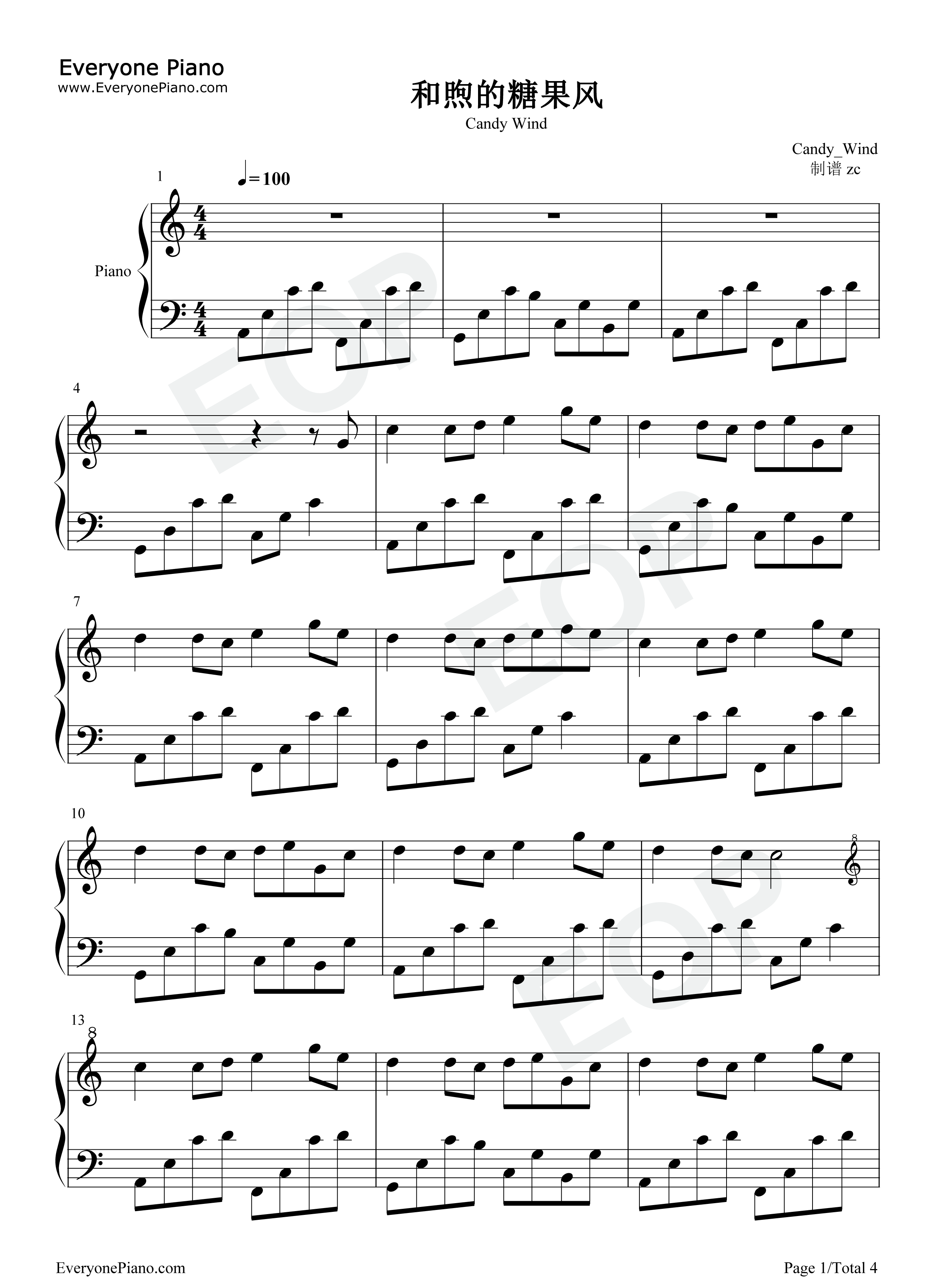 和煦的糖果风钢琴谱_Candy_Wind