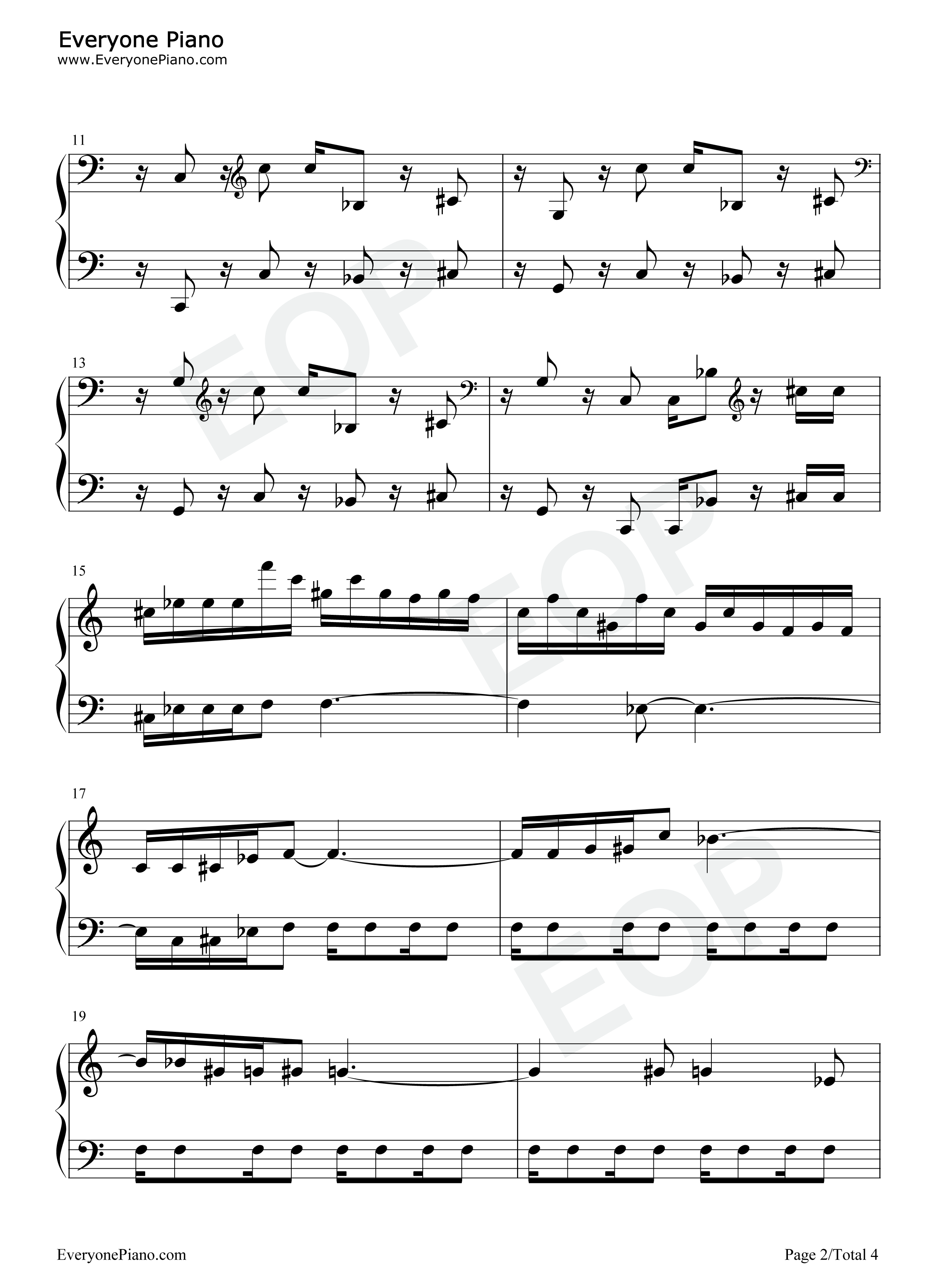 魂斗罗第六关背景音乐钢琴谱_Konami