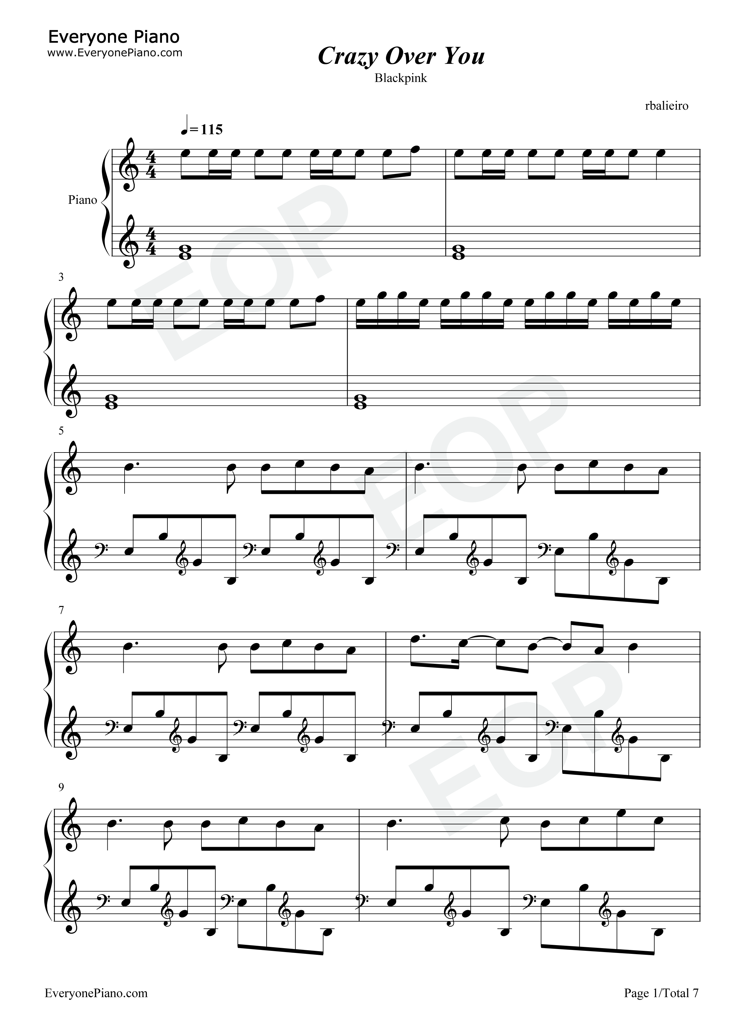Crazy_Over_You钢琴谱_Blackpink