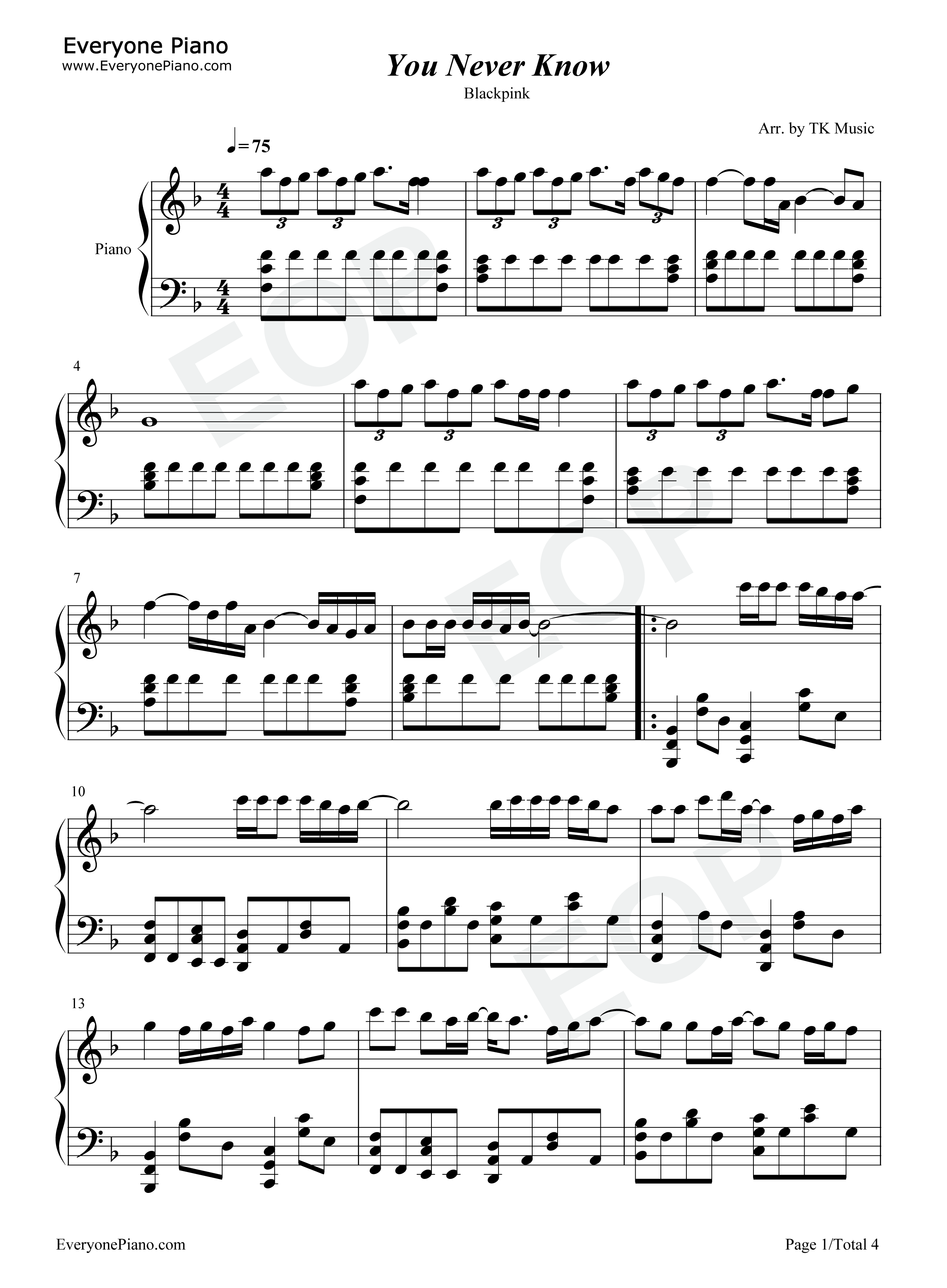 You_Never_Know钢琴谱_Blackpink