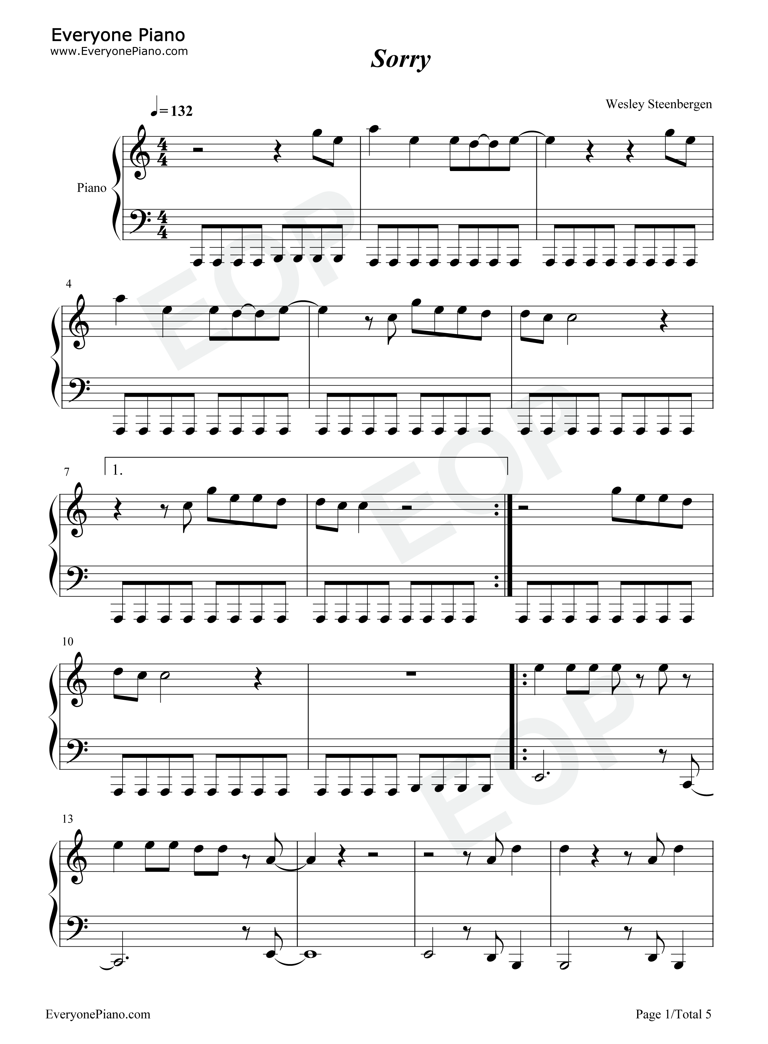 Sorry钢琴谱_Nothing_But_Thieves