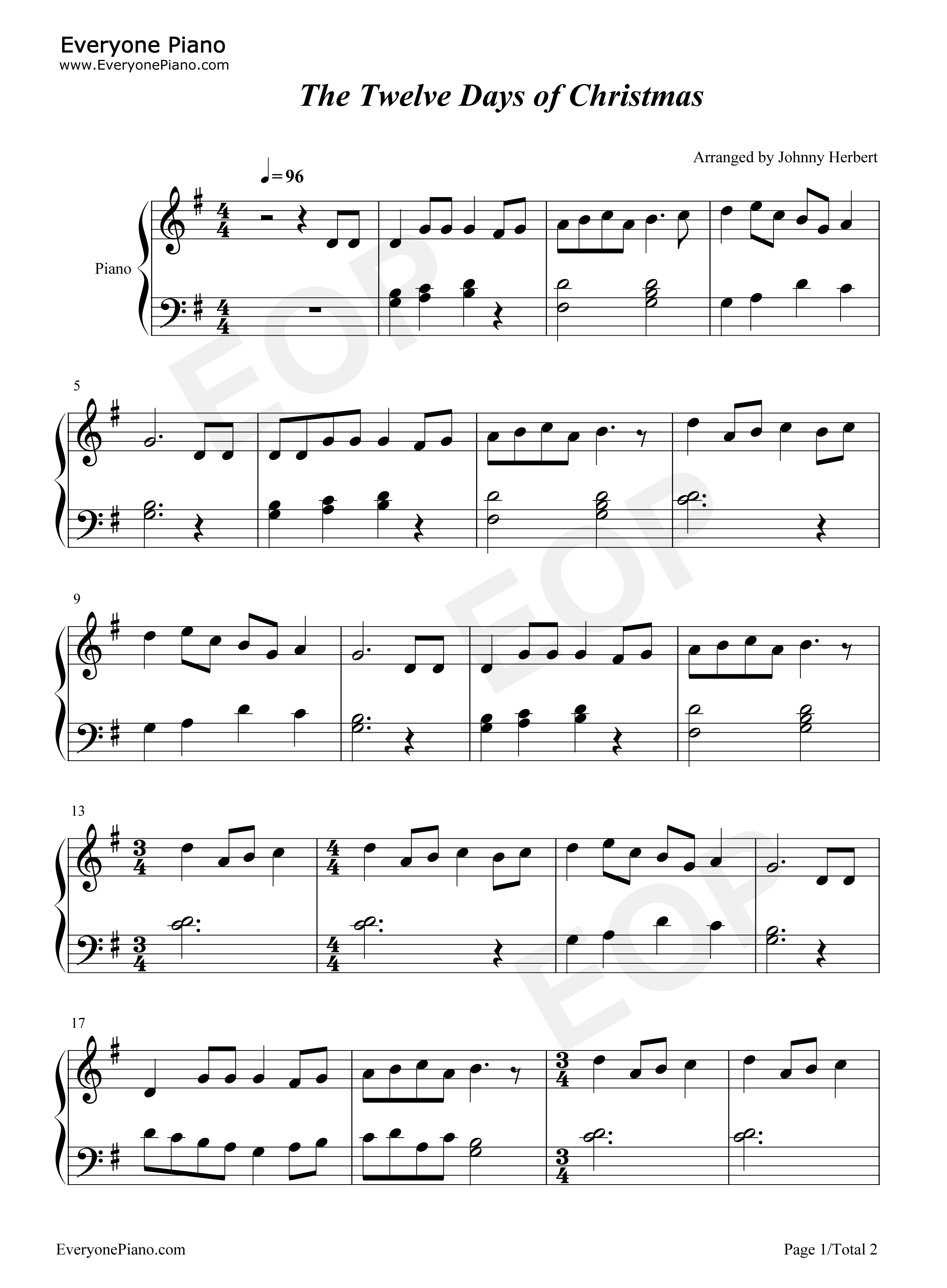 The_Twelve_Days_of_Christmas钢琴谱_Frederic_Austin