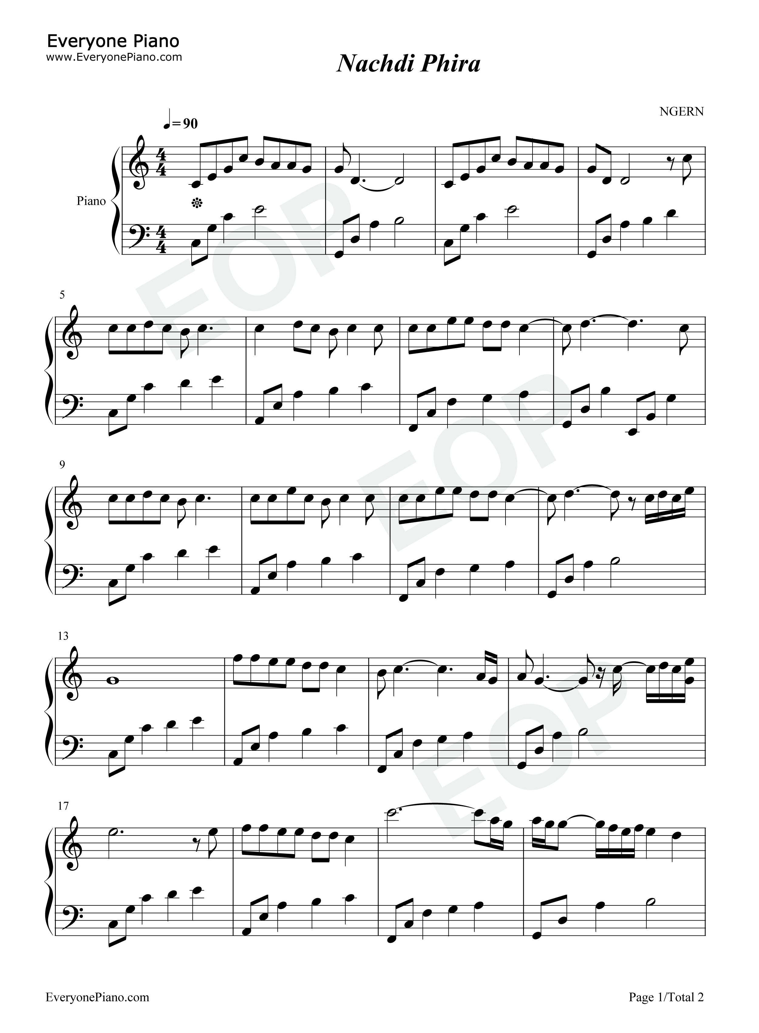 Nachdi_Phira钢琴谱_Meghna_Mishra