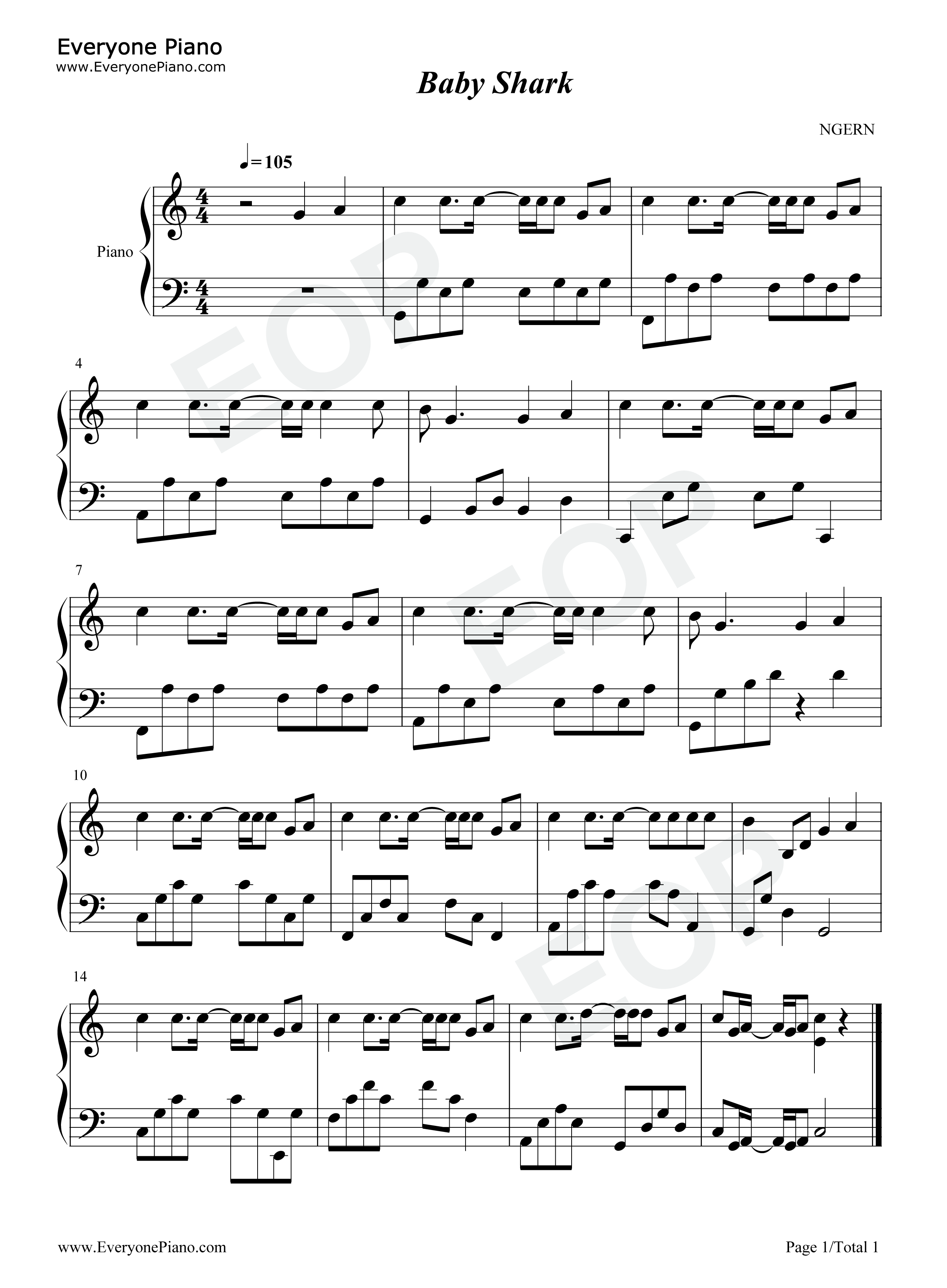 Baby_Shark钢琴谱_碰碰狐