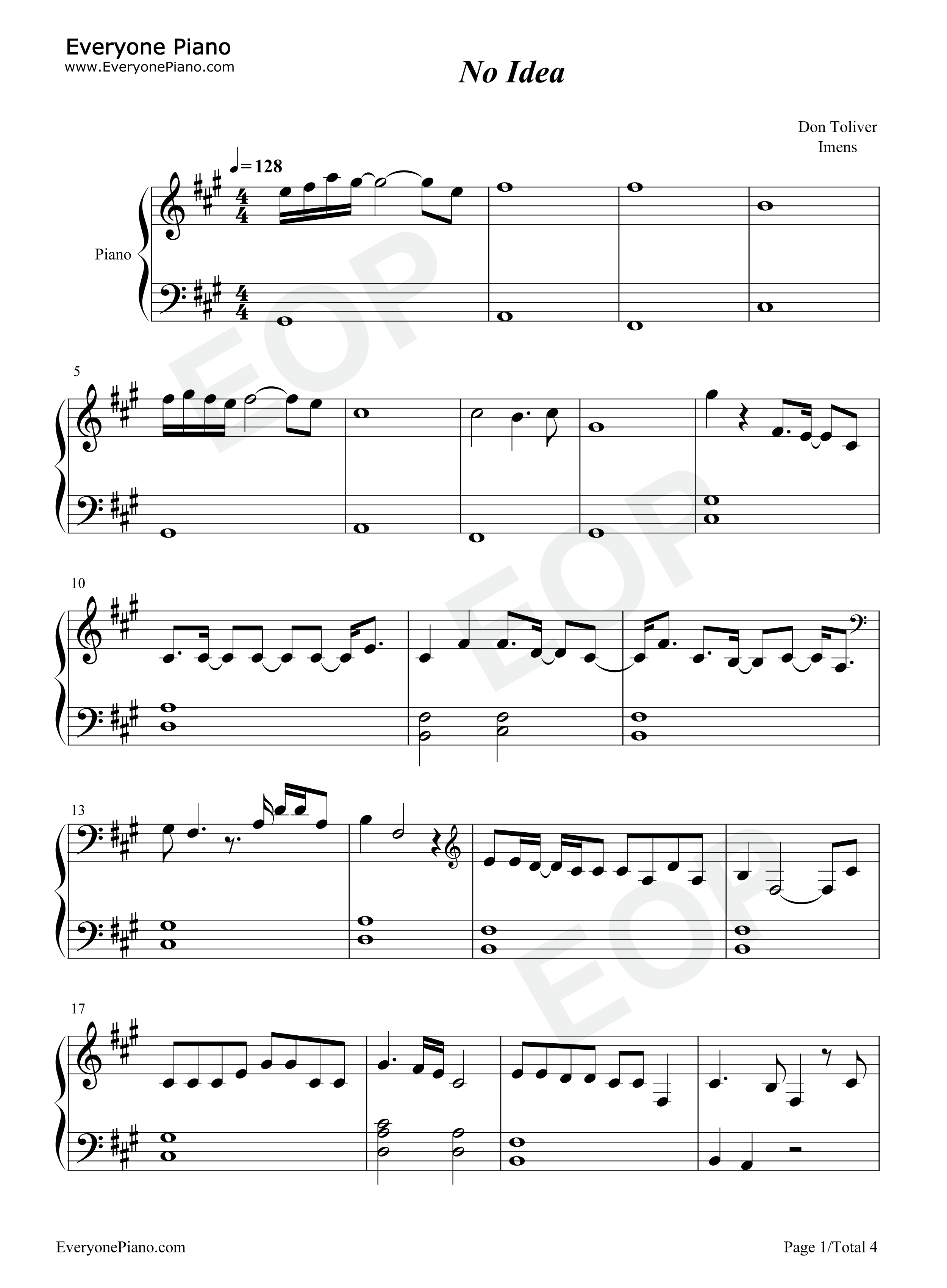 No_Idea钢琴谱_Don_Toliver