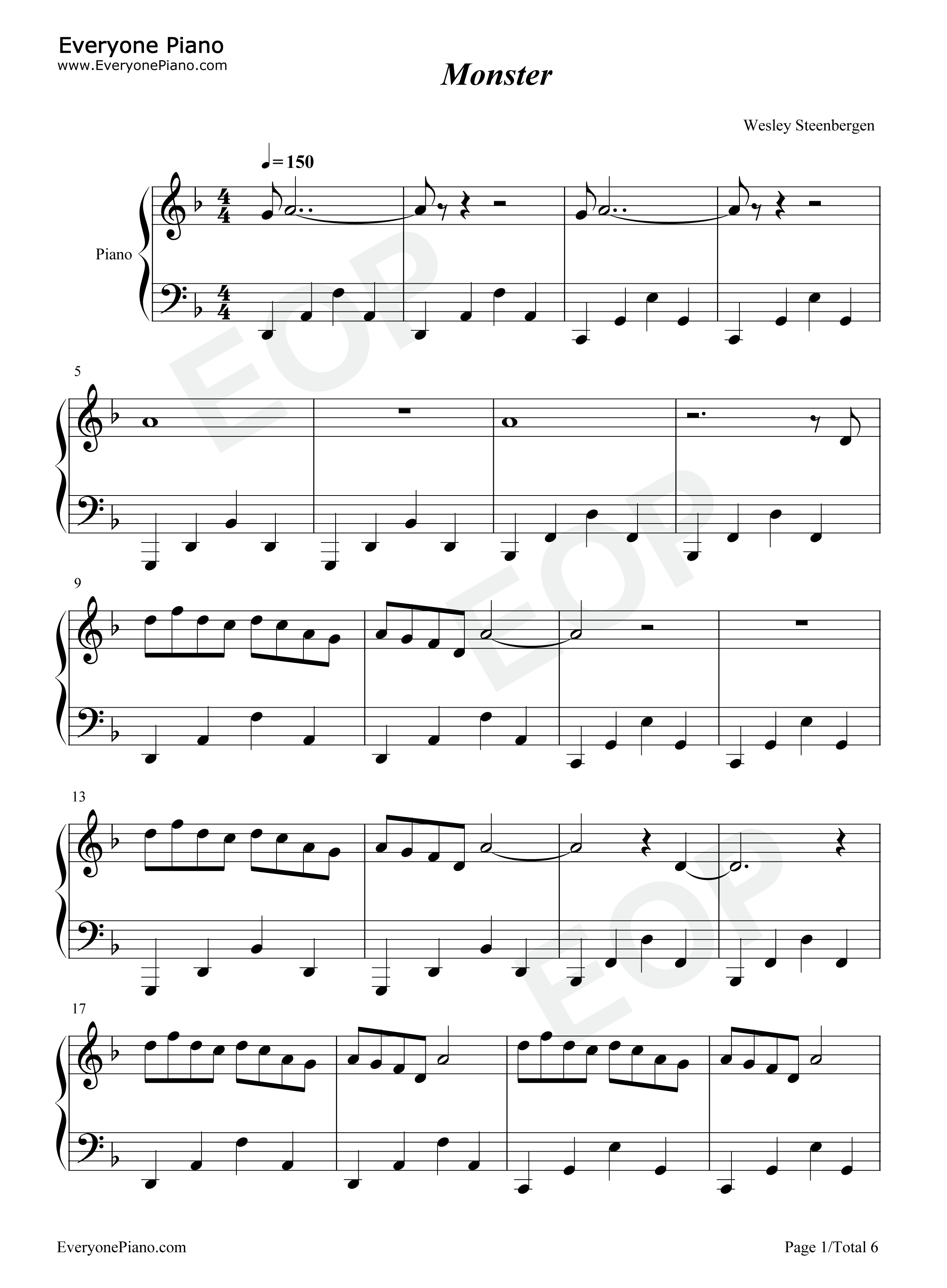 Monster钢琴谱_Shawn_Mendes_Justin_Bieber