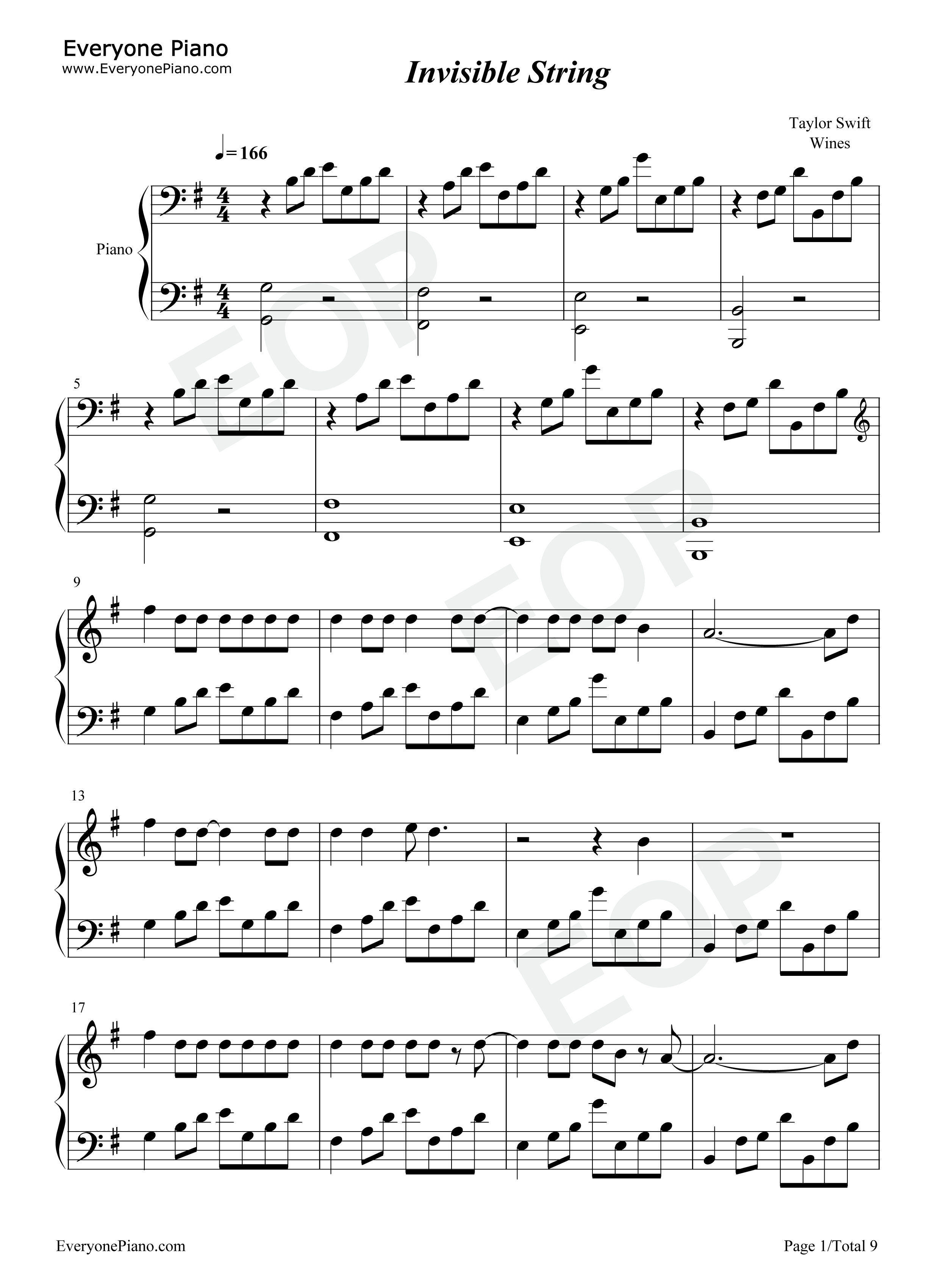 Invisible_String钢琴谱_Taylor_Swift