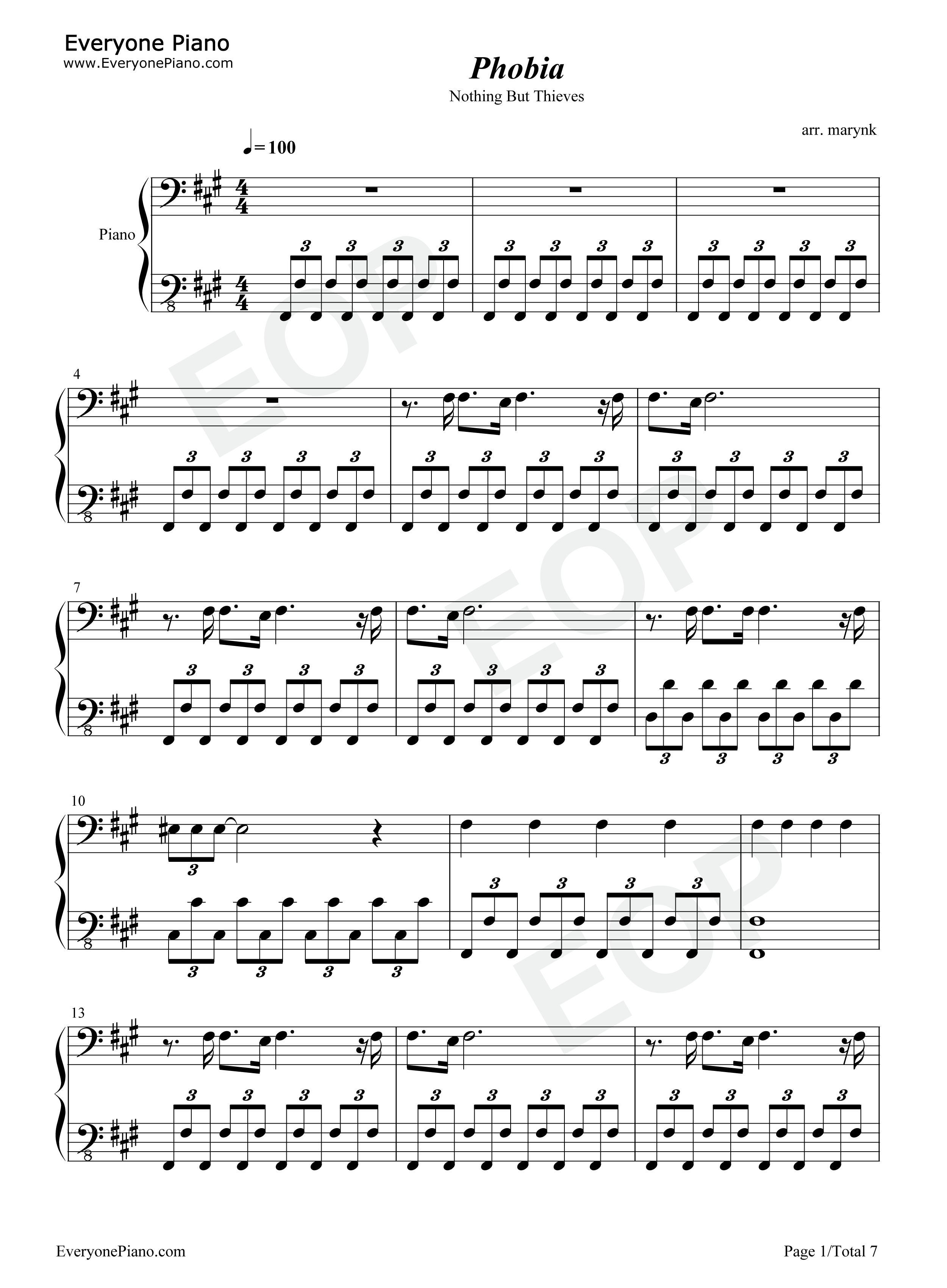 Phobia钢琴谱_Nothing_But_Thieves