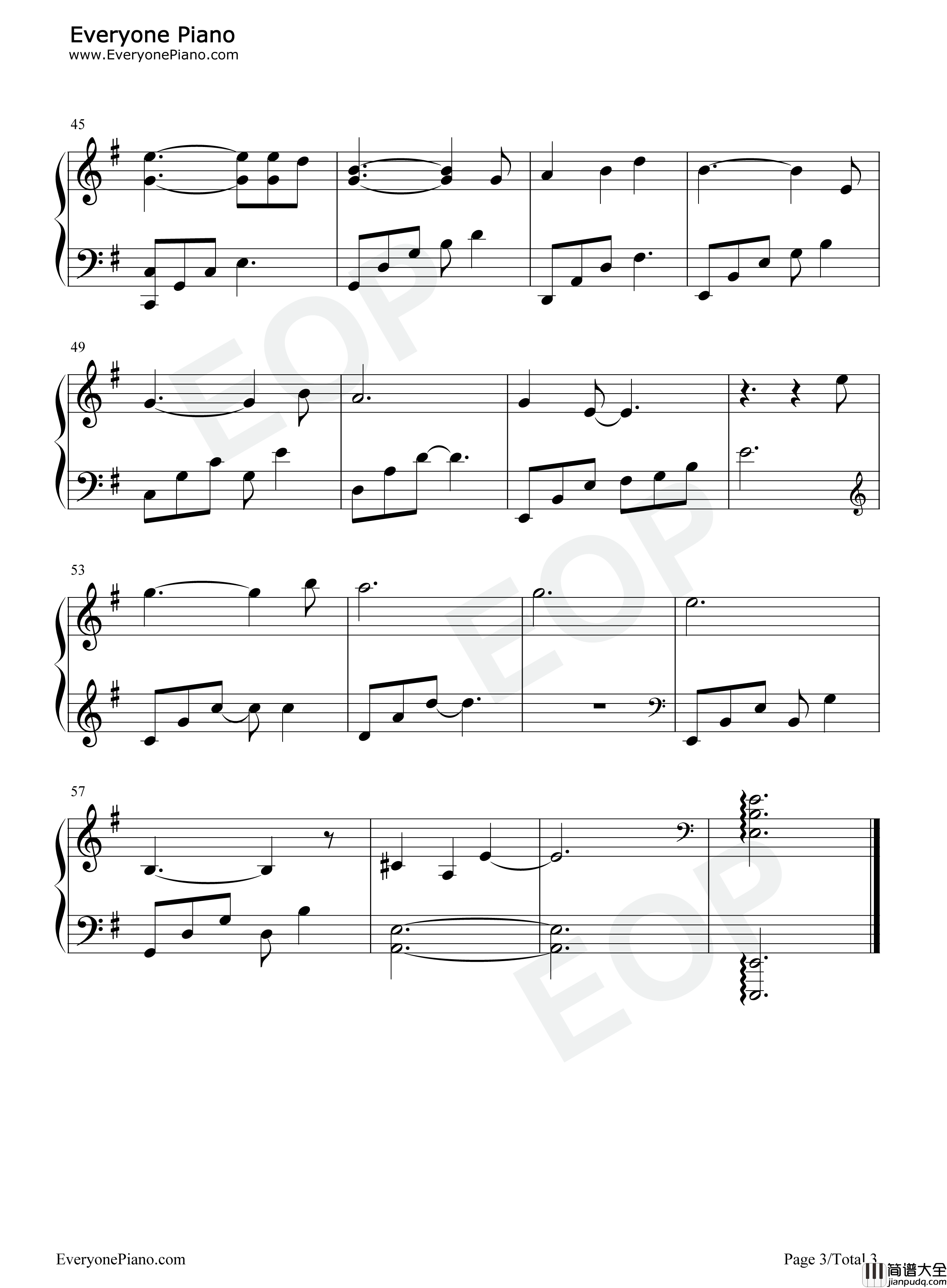 重逢钢琴谱_高嘉朗