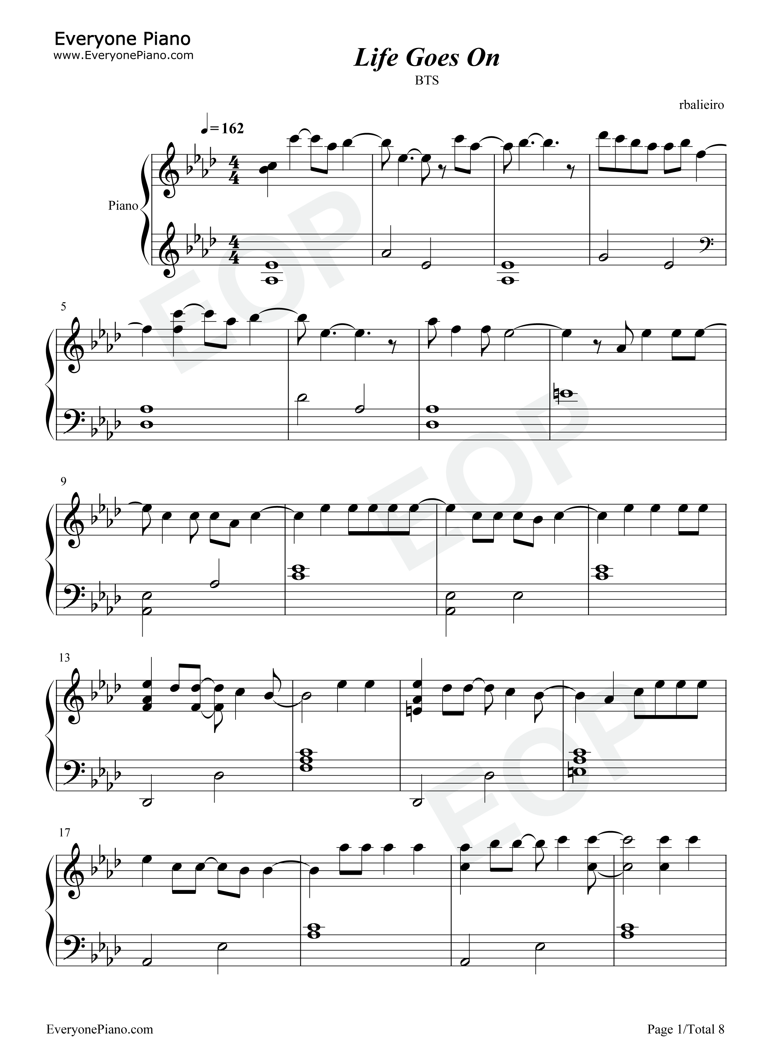 Life_Goes_On钢琴谱_防弹少年团