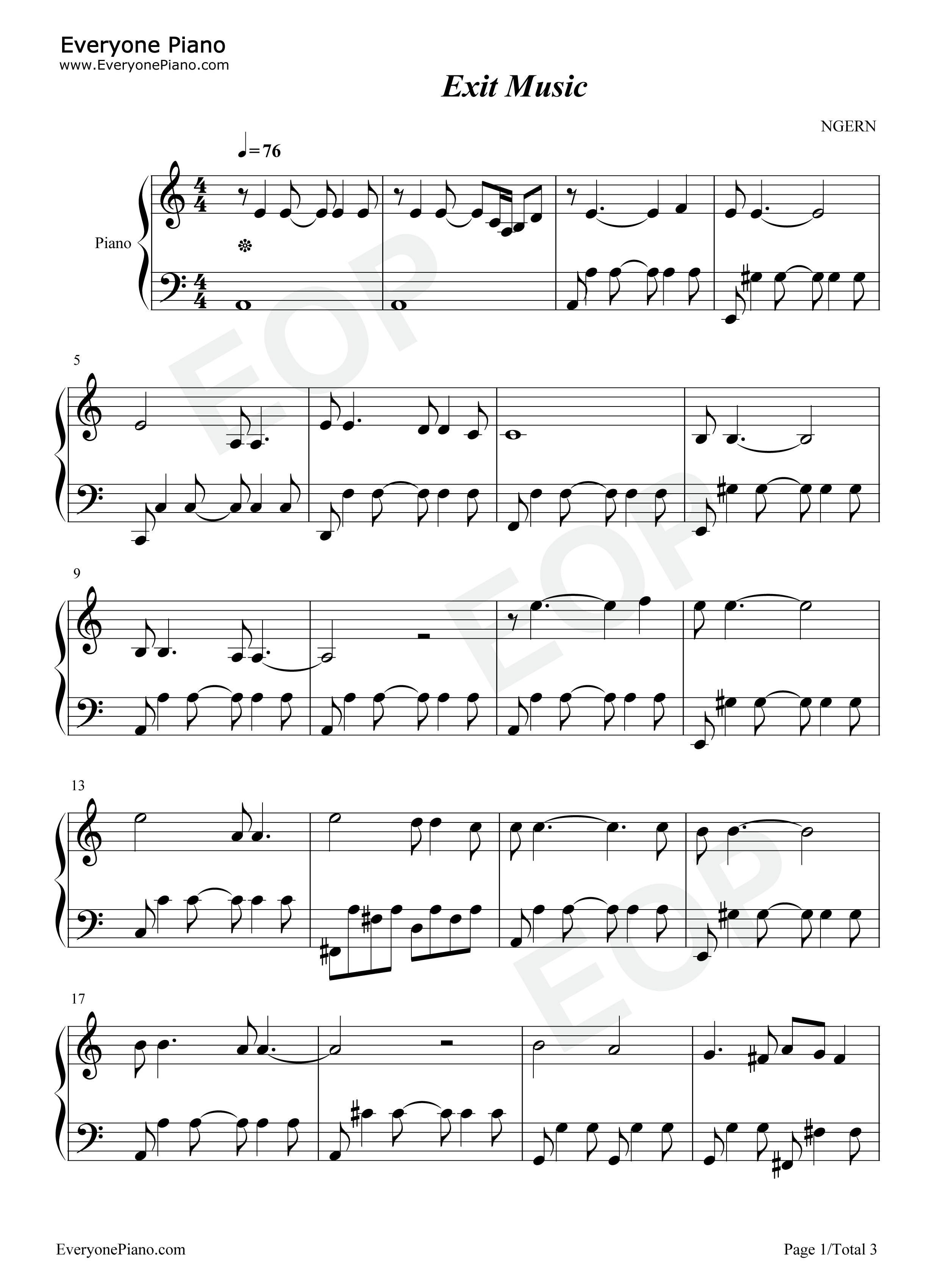 Exit_Music钢琴谱_Ramin_Djawadi