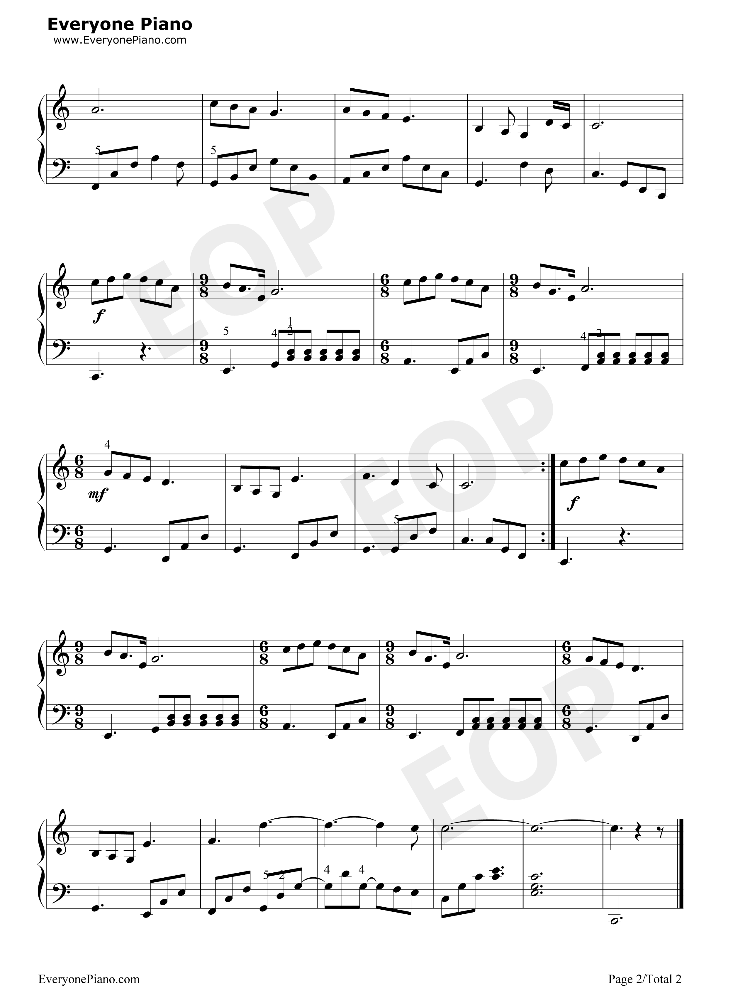 我和我的祖国简谱、五线谱对应版钢琴谱_李谷一