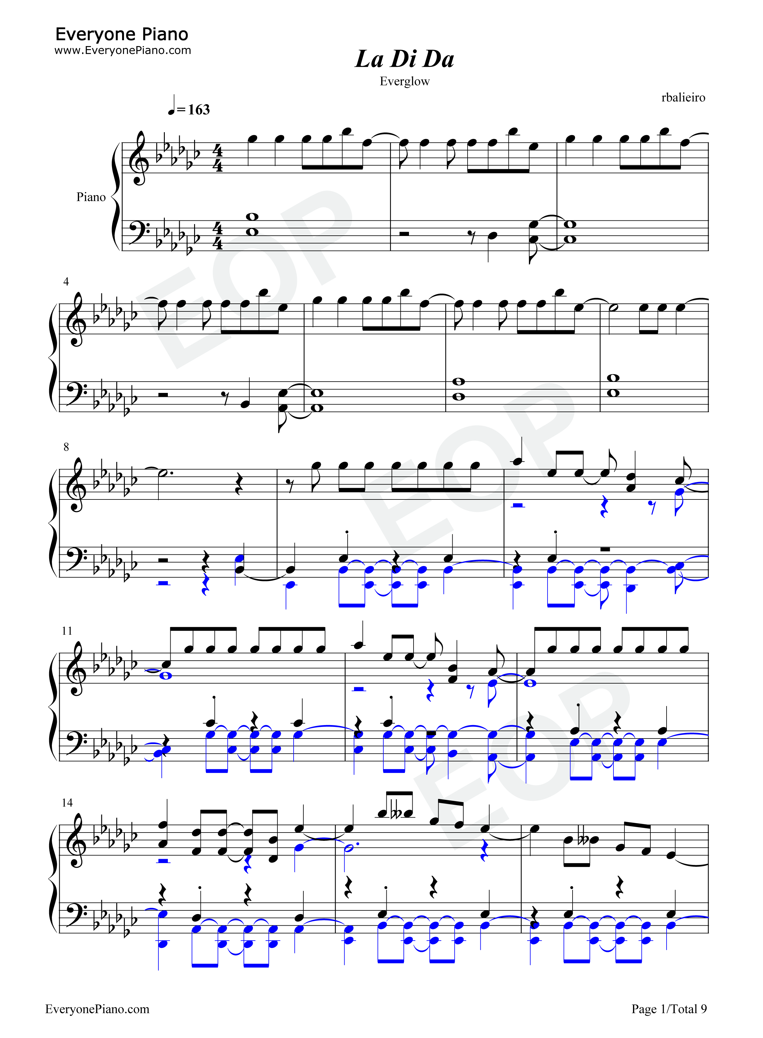 La_Di_Da钢琴谱_Everglow