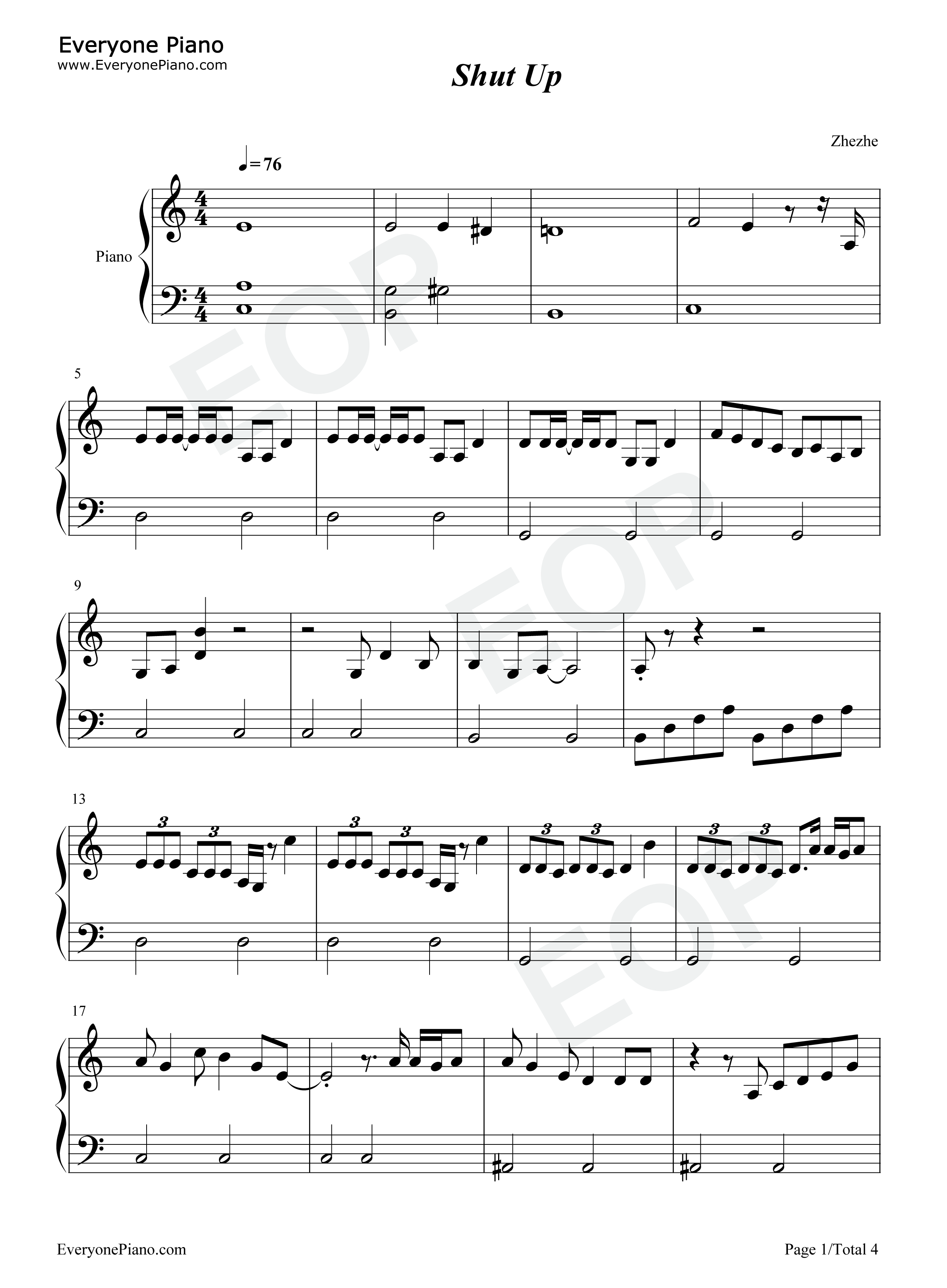 Shut_Up钢琴谱_Ariana_Grande