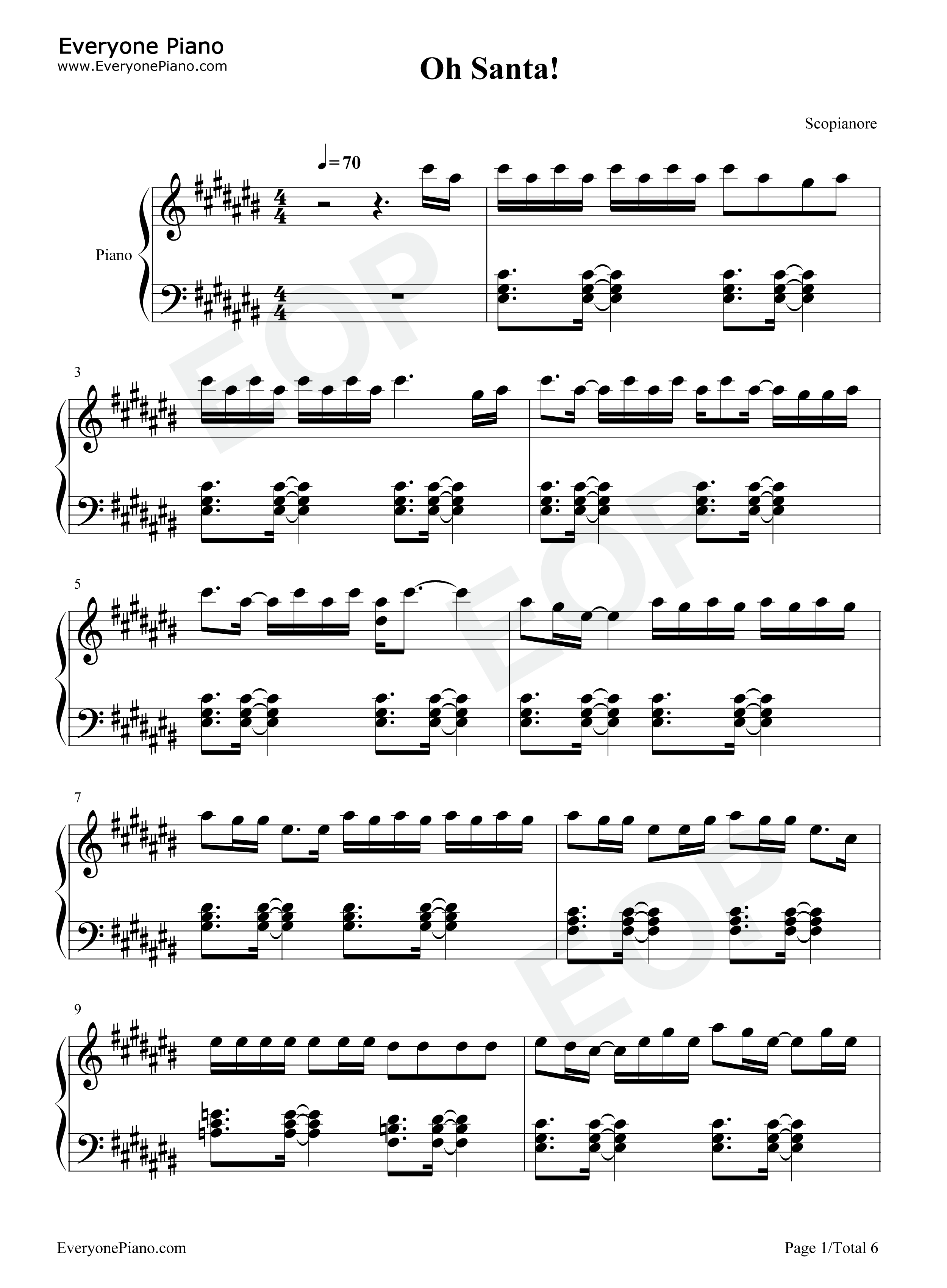 Oh_Santa钢琴谱_Mariah_Carey_Ariana_Grande_Jennifer_Hudson