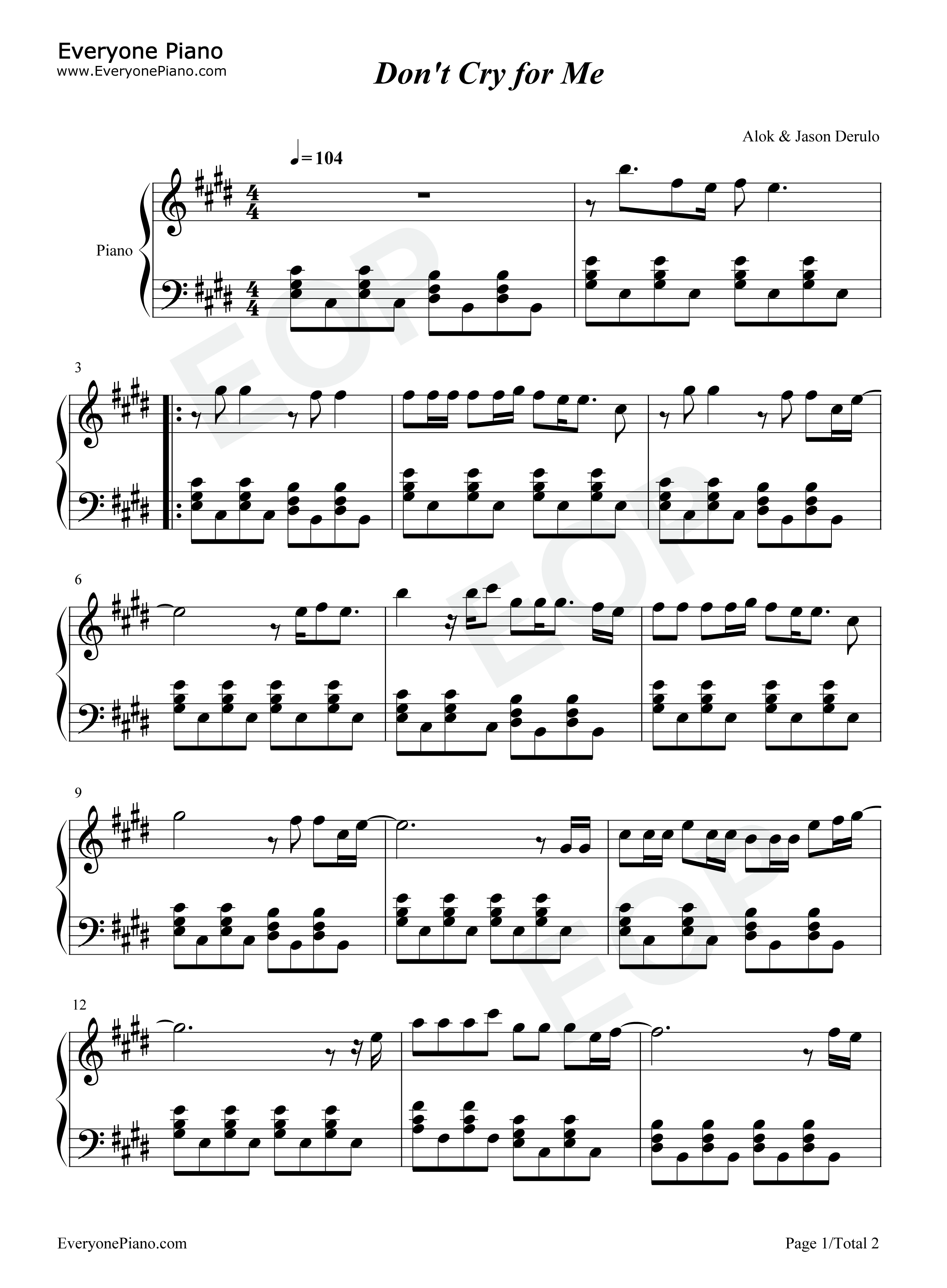 Dont_Cry_for_Me钢琴谱_Alok_Martin_Jensen_Jason_Derulo