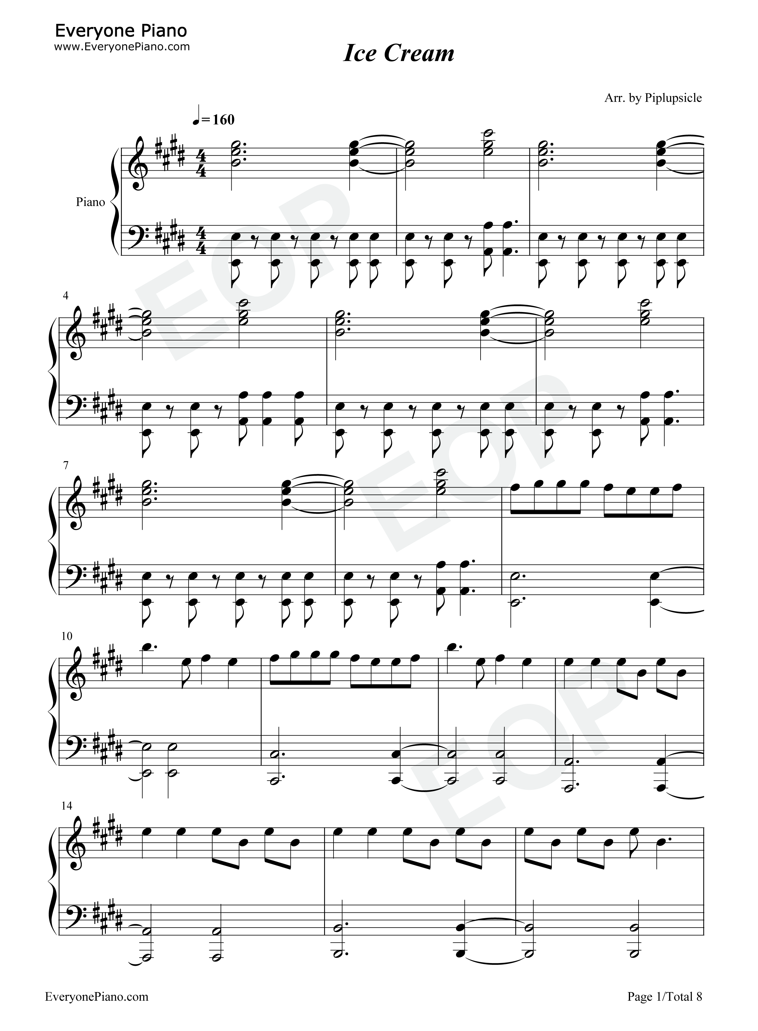 Ice_Cream钢琴谱_Blackpink_Selena_Gomez