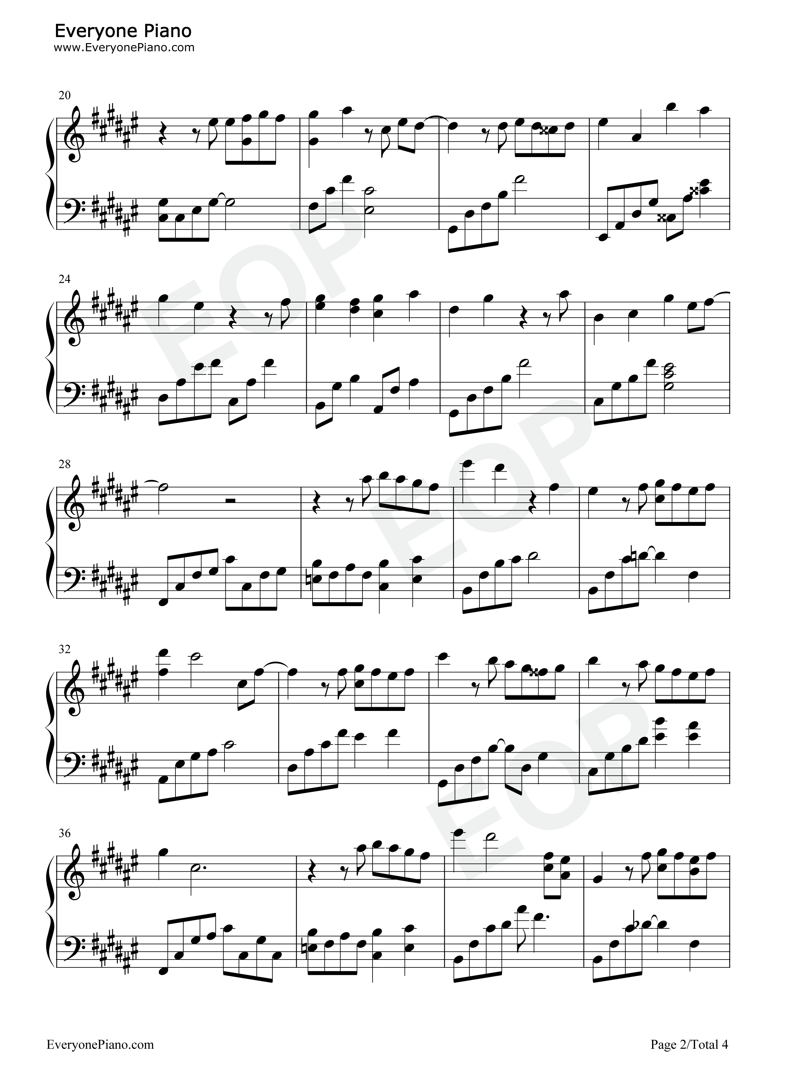 是但求其爱钢琴谱_陈奕迅