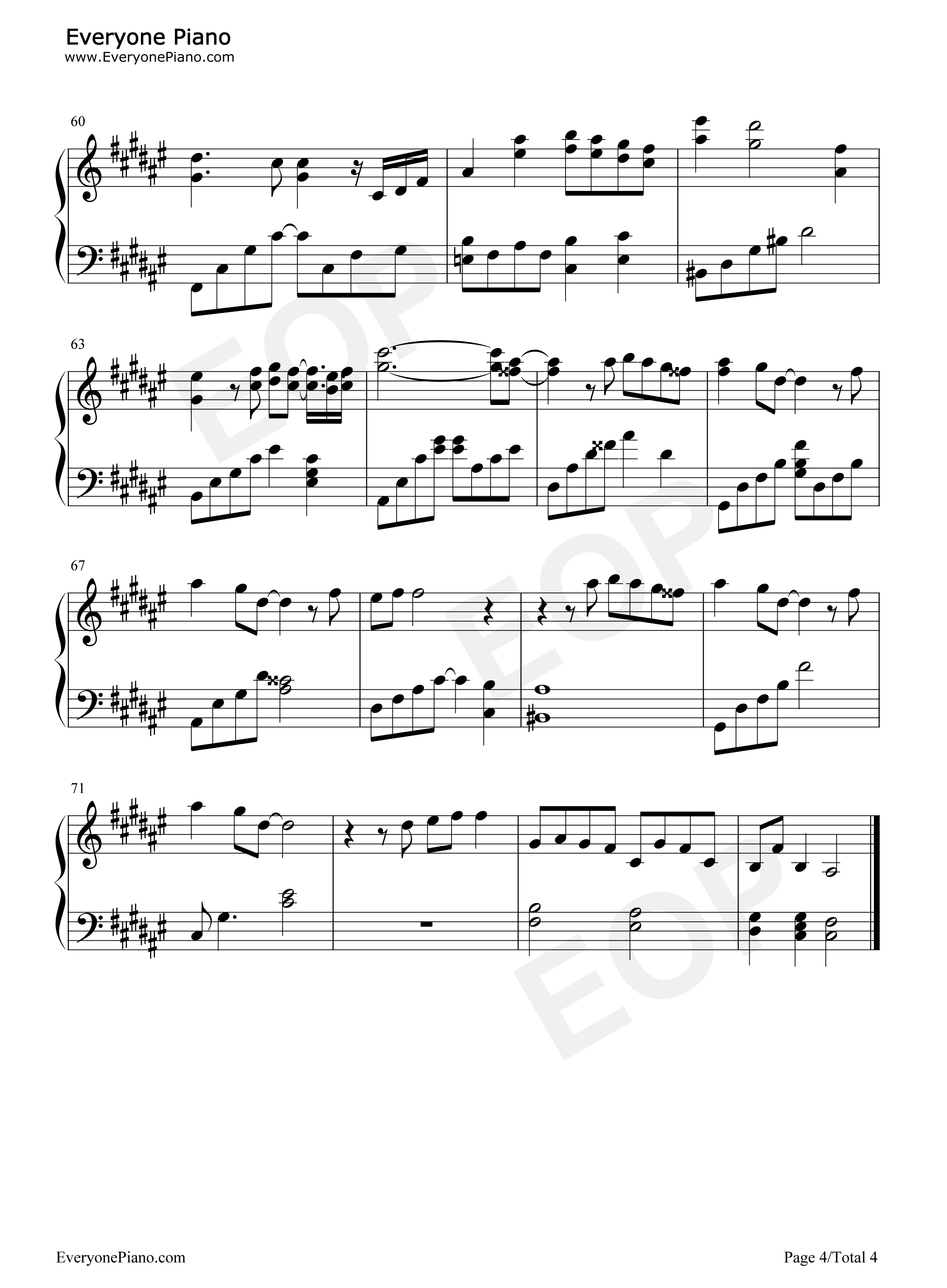 是但求其爱钢琴谱_陈奕迅