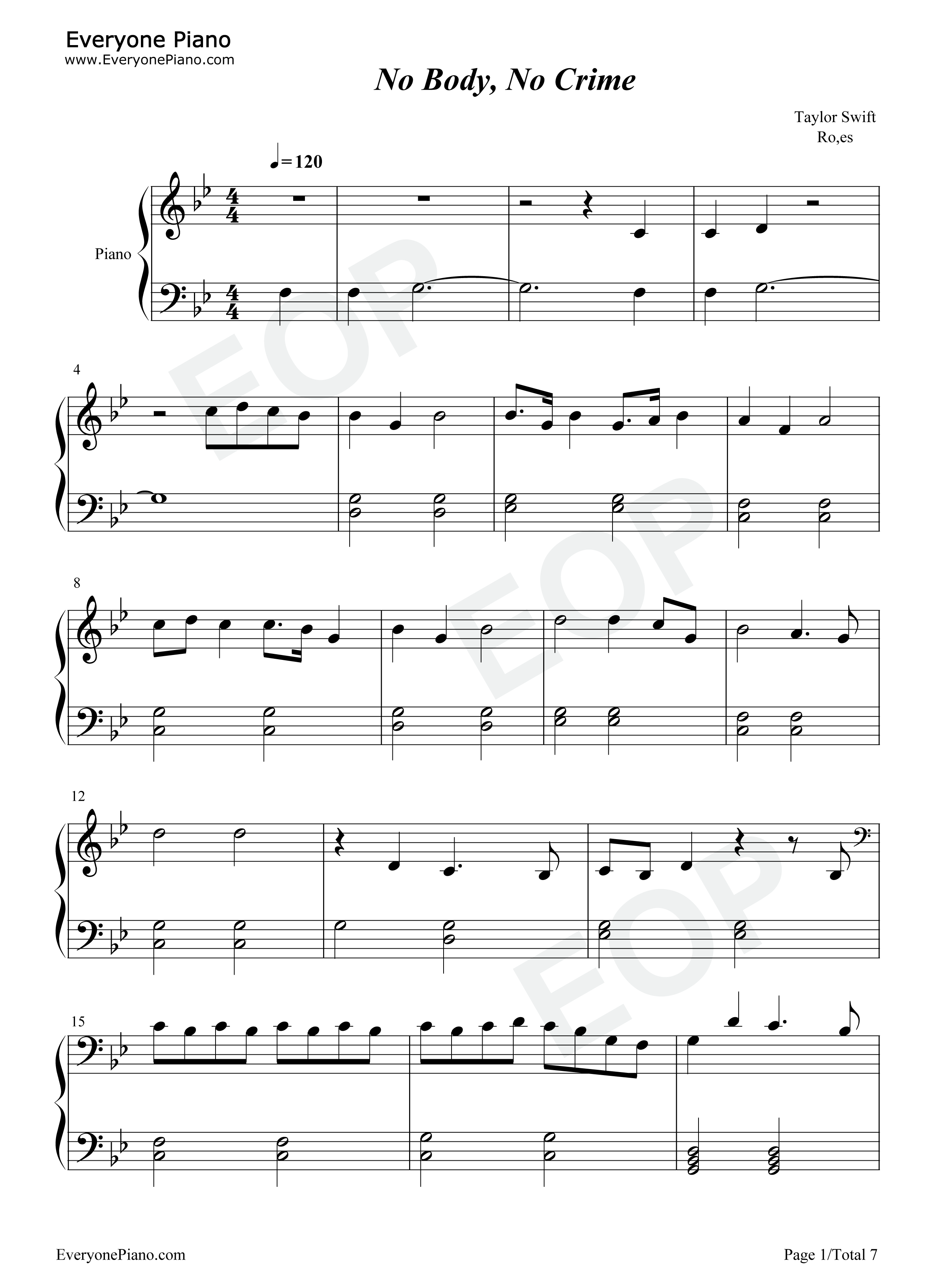 No_Body_No_Crime钢琴谱_Taylor_Swift