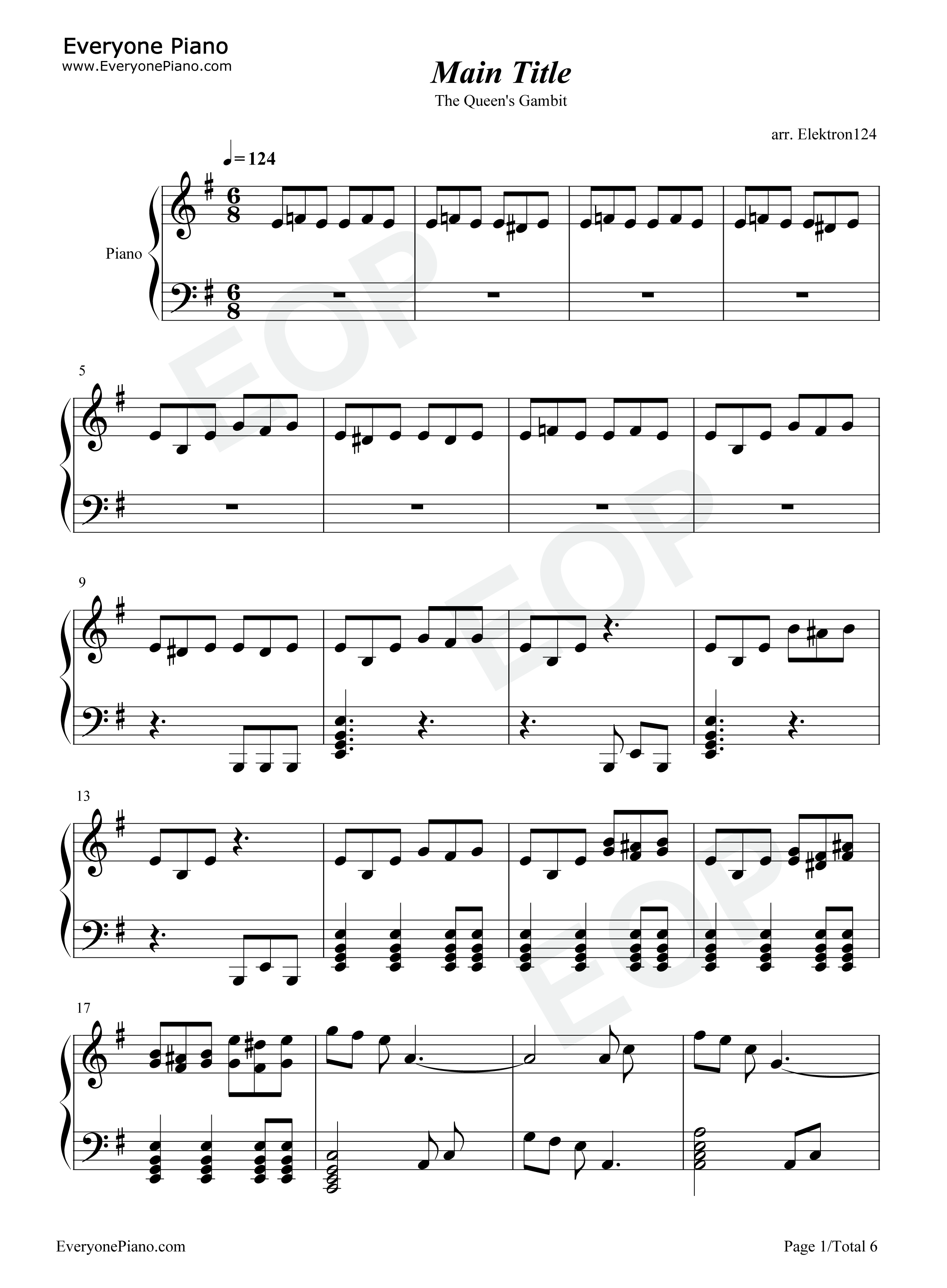 后翼弃兵主题曲钢琴谱_Carlos_Rafael_Rivera