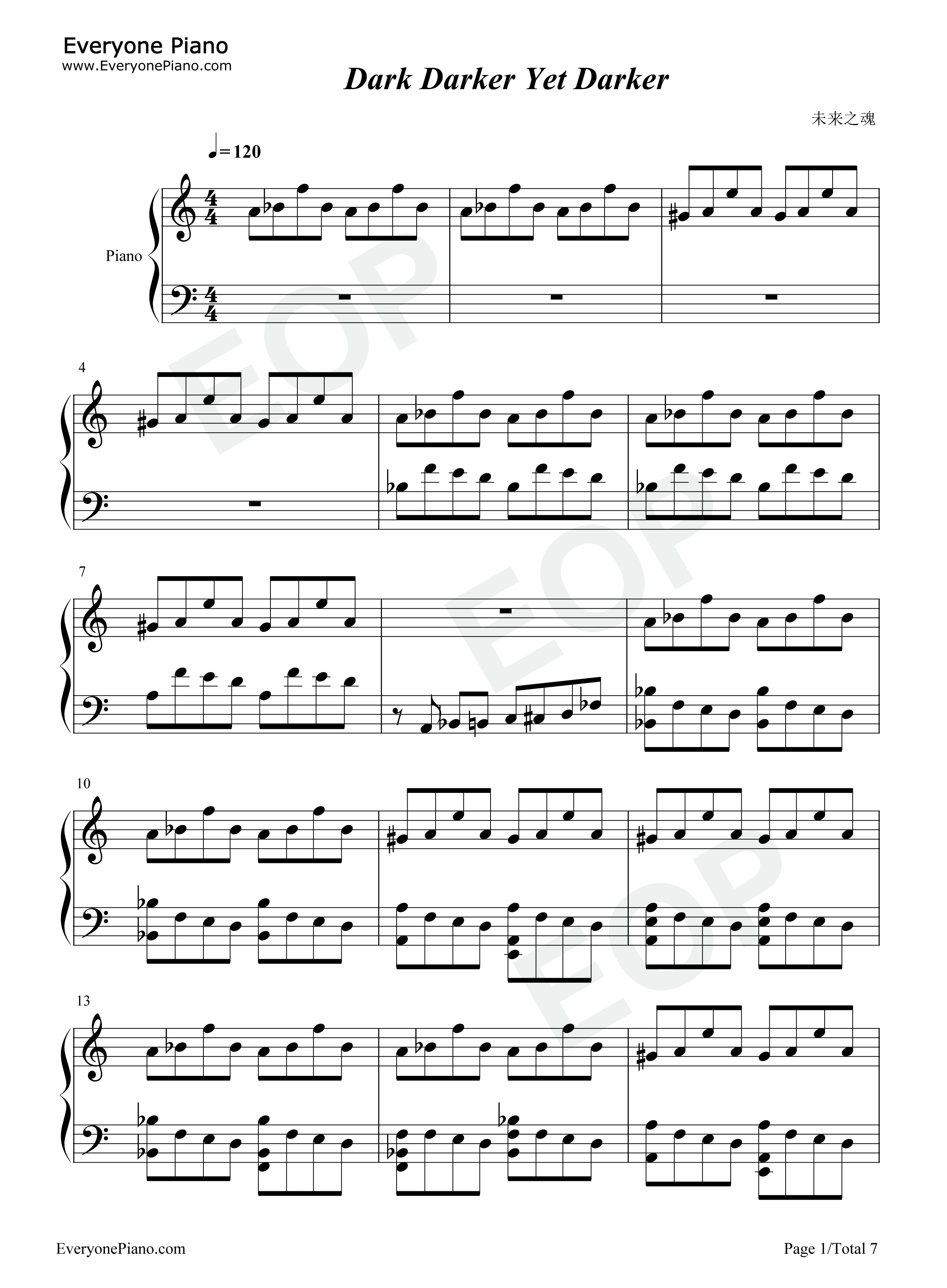 Dark_Darker_Yet_Darker钢琴谱_SharaX