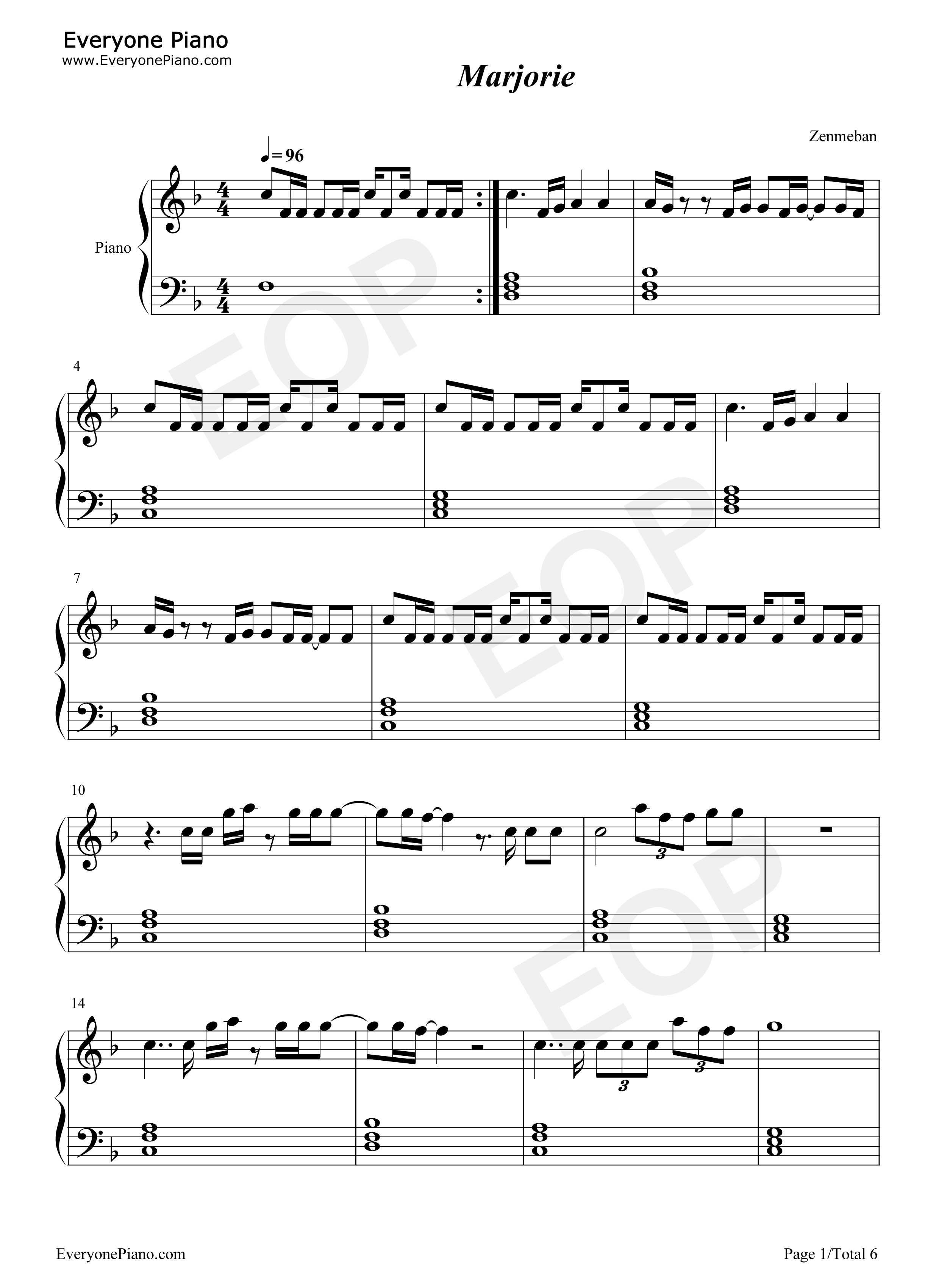 Marjorie钢琴谱_Taylor_Swift