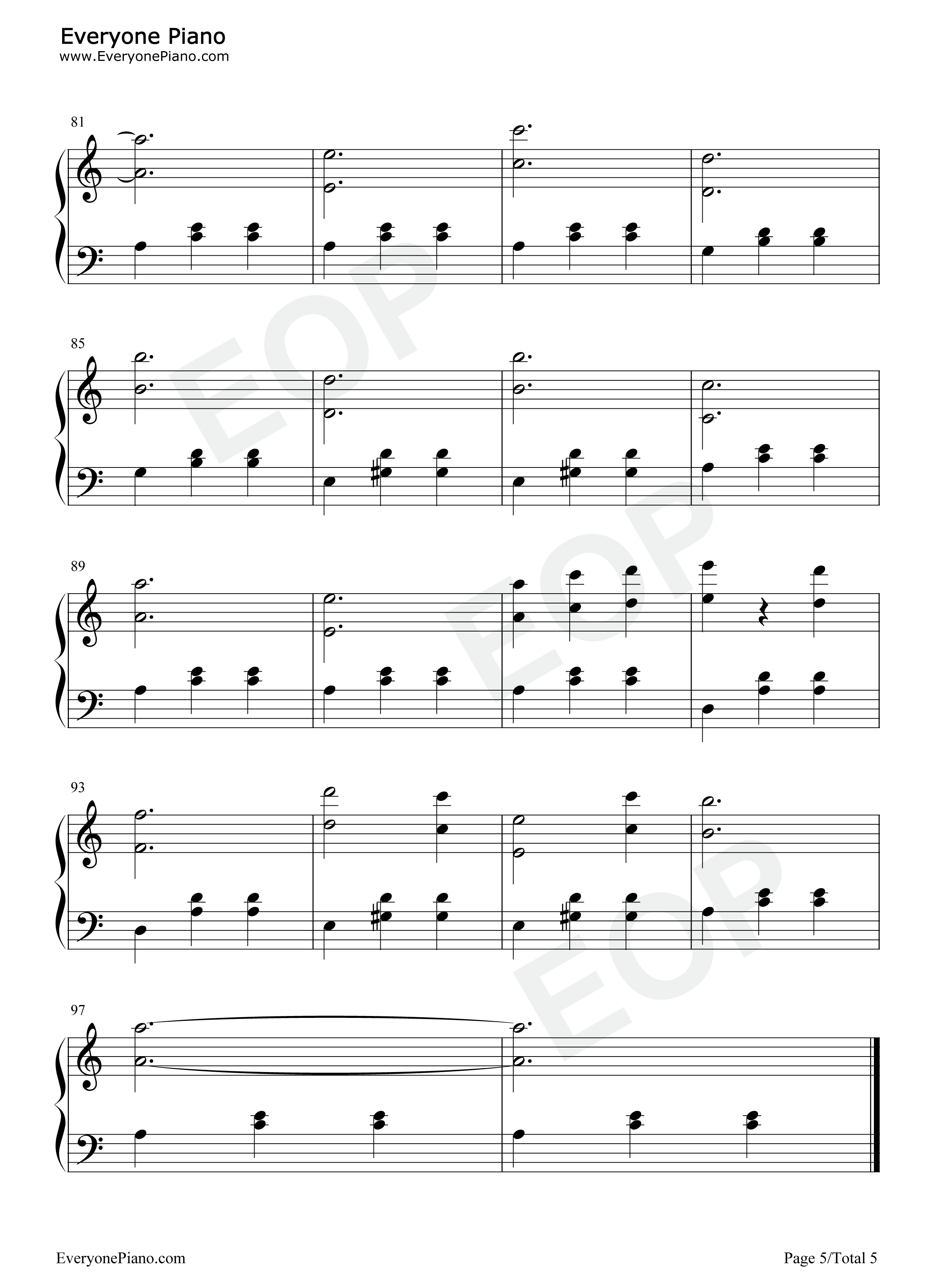 无字歌钢琴谱_王梓赫Ray